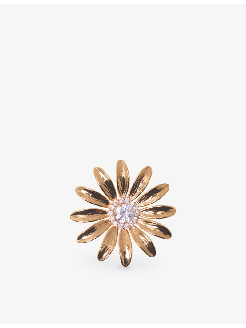 Flower Rhinestone-Embellished Brass Brooch 1