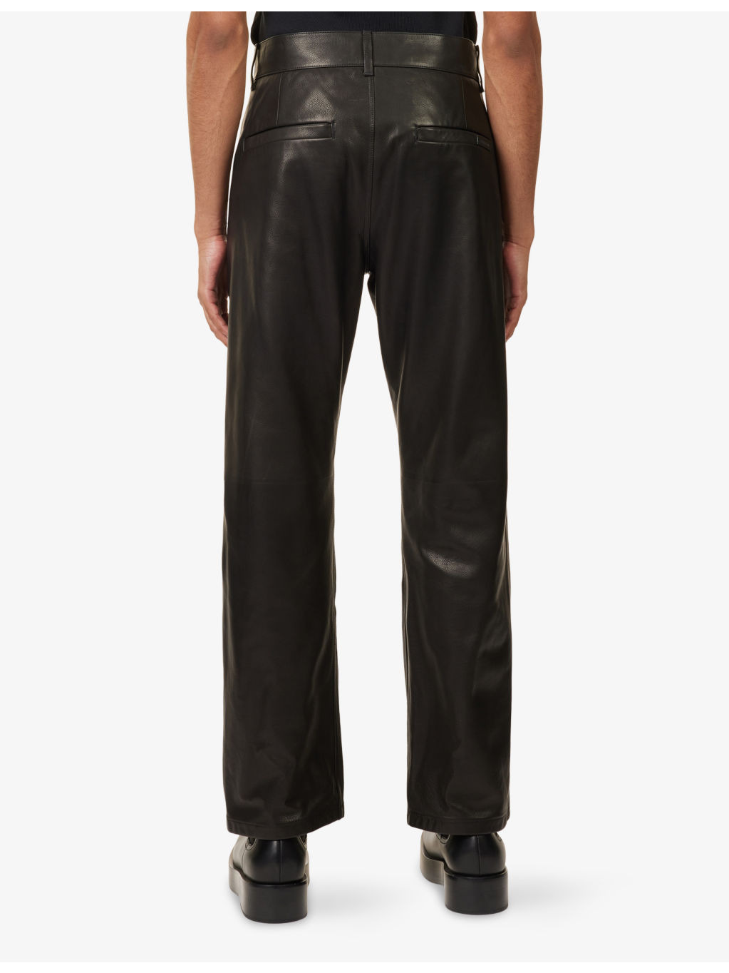 Regular-Fit Straight-Leg Leather Trousers - 4