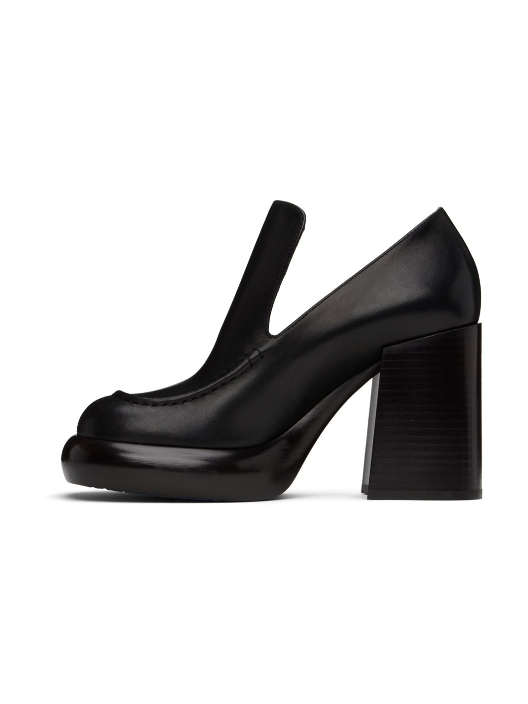Black Leather Wedge Heels - 3
