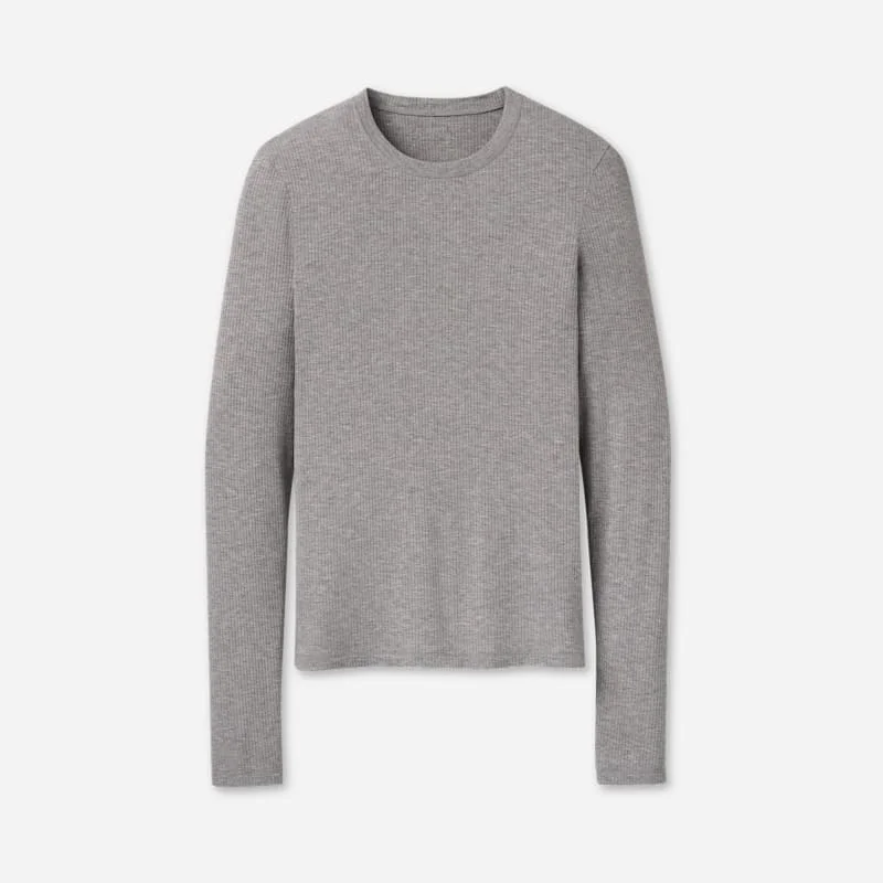 ® Women's Aidelene Long Sleeve Rib Tee Tops in Grey Heather - 1