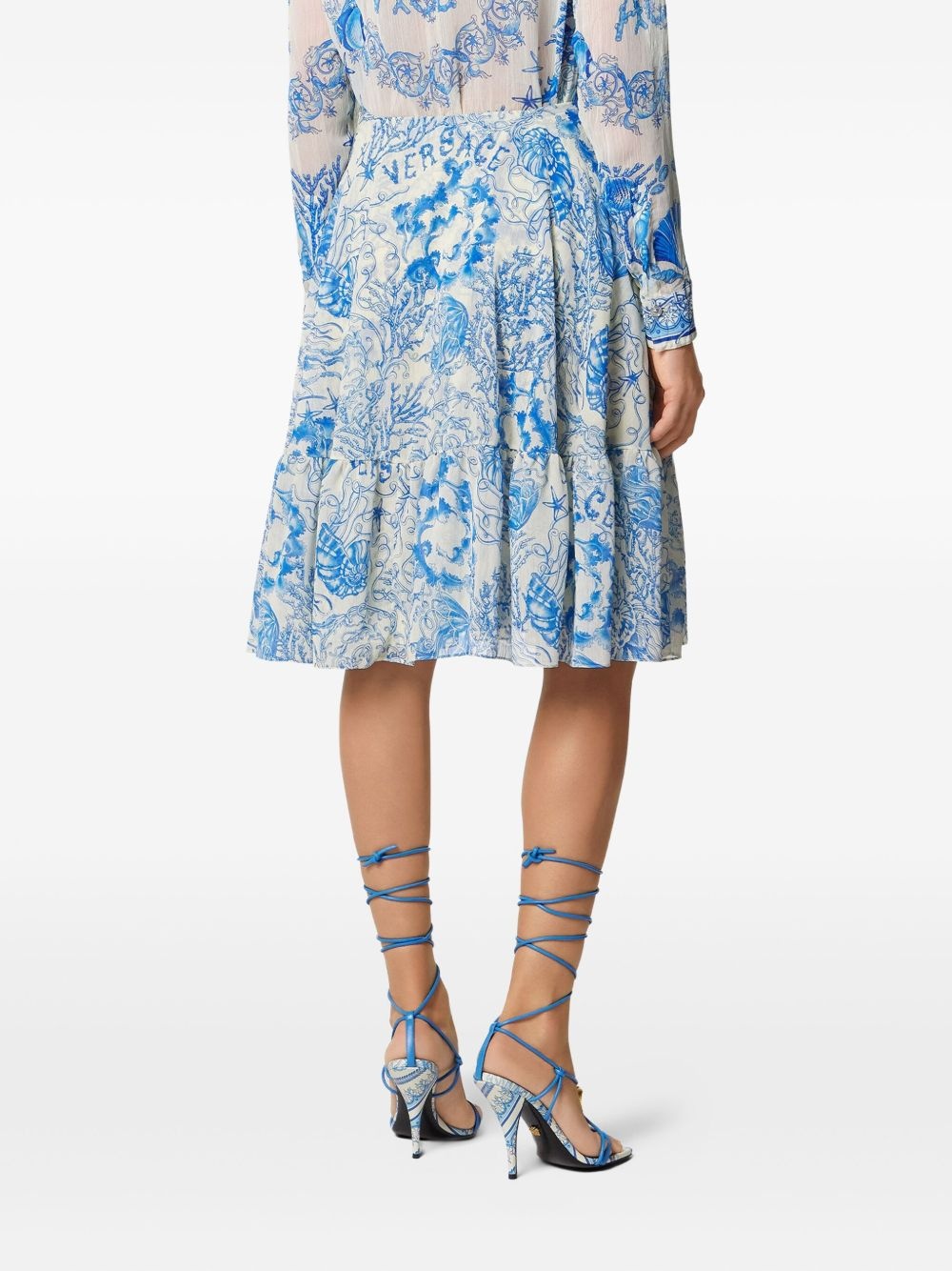 Underwater Barocco crêpe midi skirt - 4