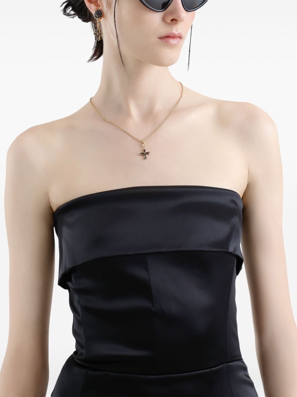 satin-finish midi dress - 6