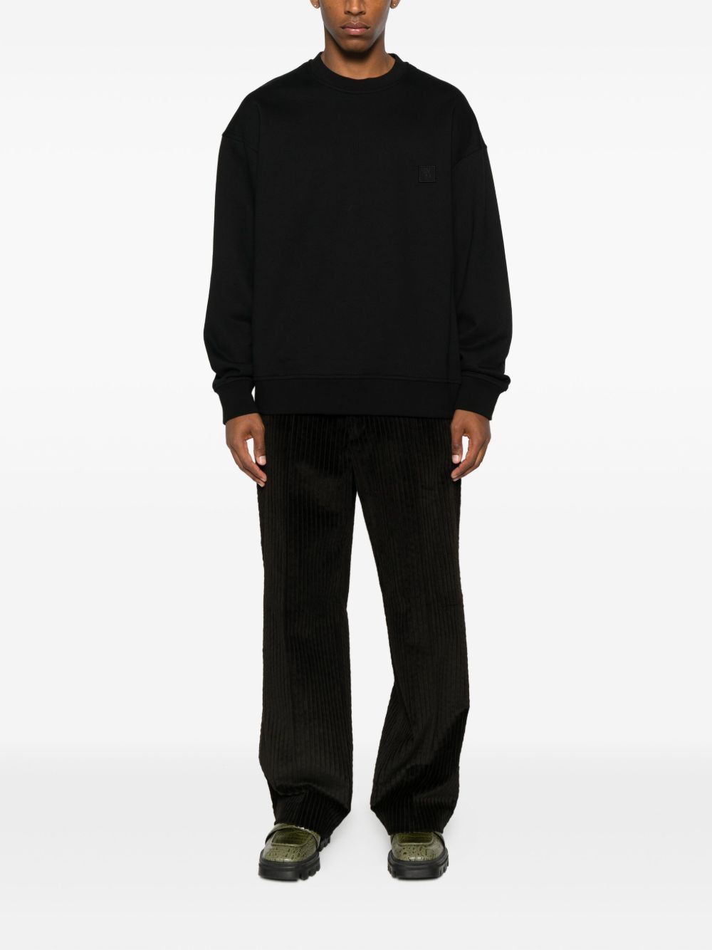 logo-patch long-sleeved sweater - 3