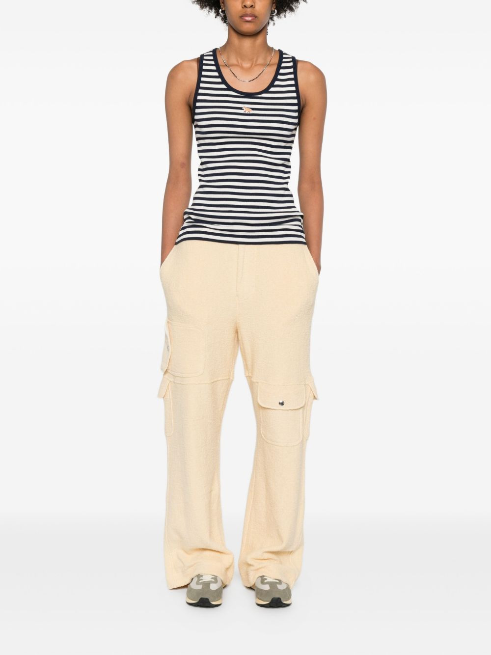 striped fox-embroidered top - 2