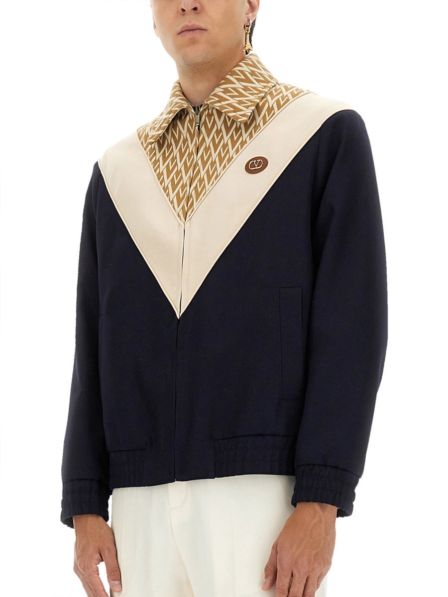 Valentino Men Wool Bomber Jacket With Print Toute La V - 4