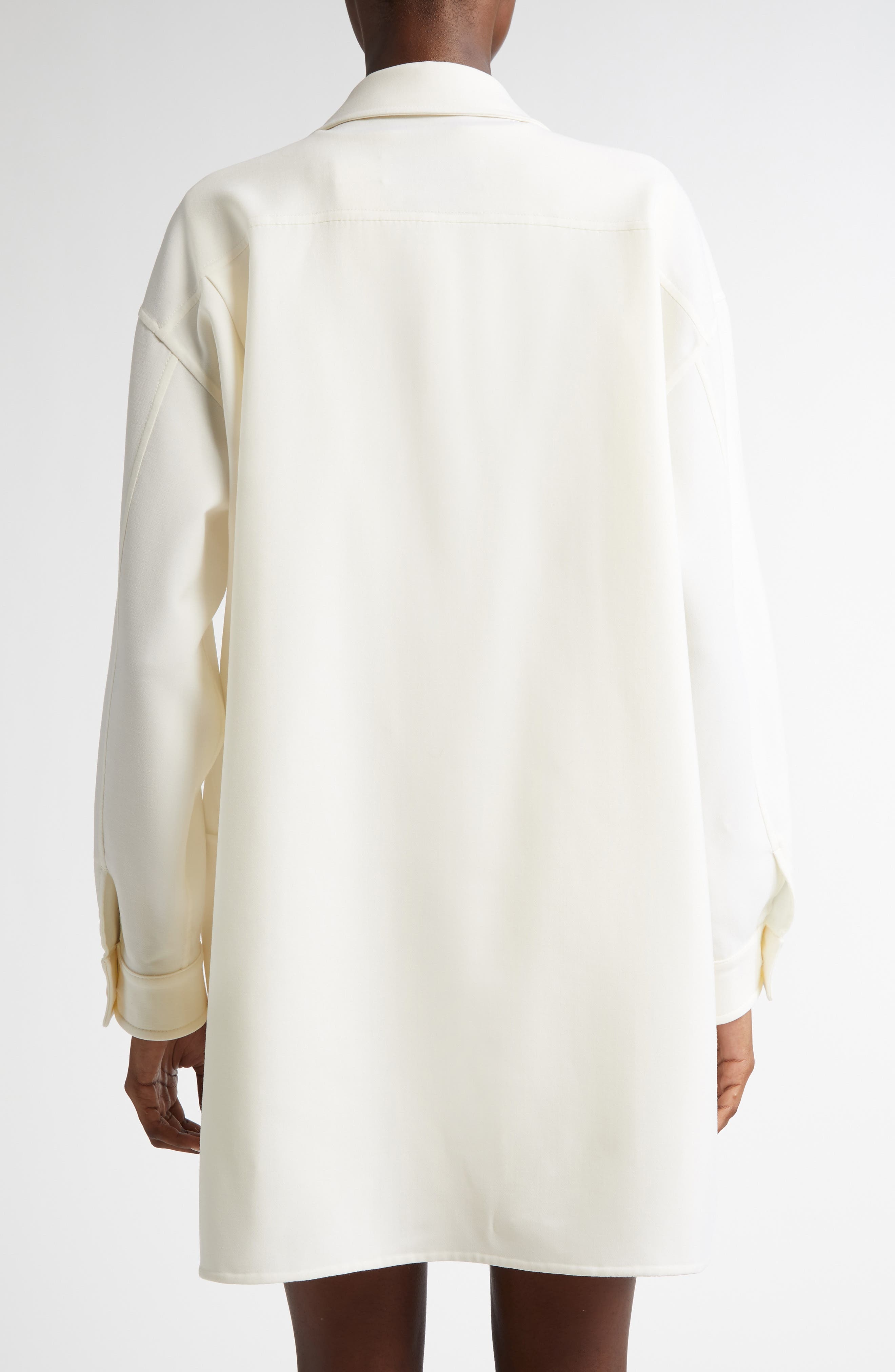Max Mara Oversize Single Breasted Stretch Wool Canvas Blazer in White at Nordstrom - 3
