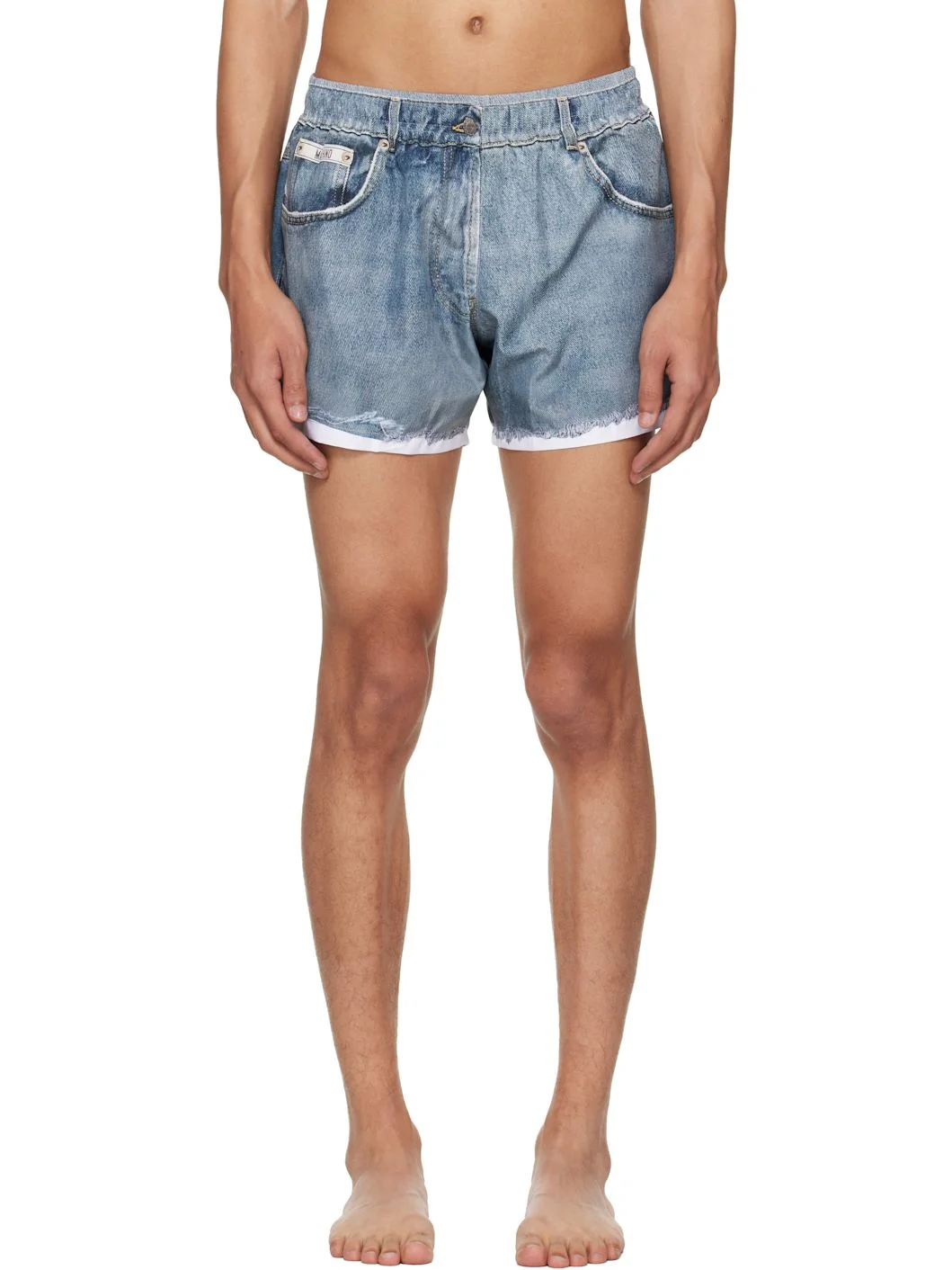 Blue Printed Nylon Swim Shorts - 1