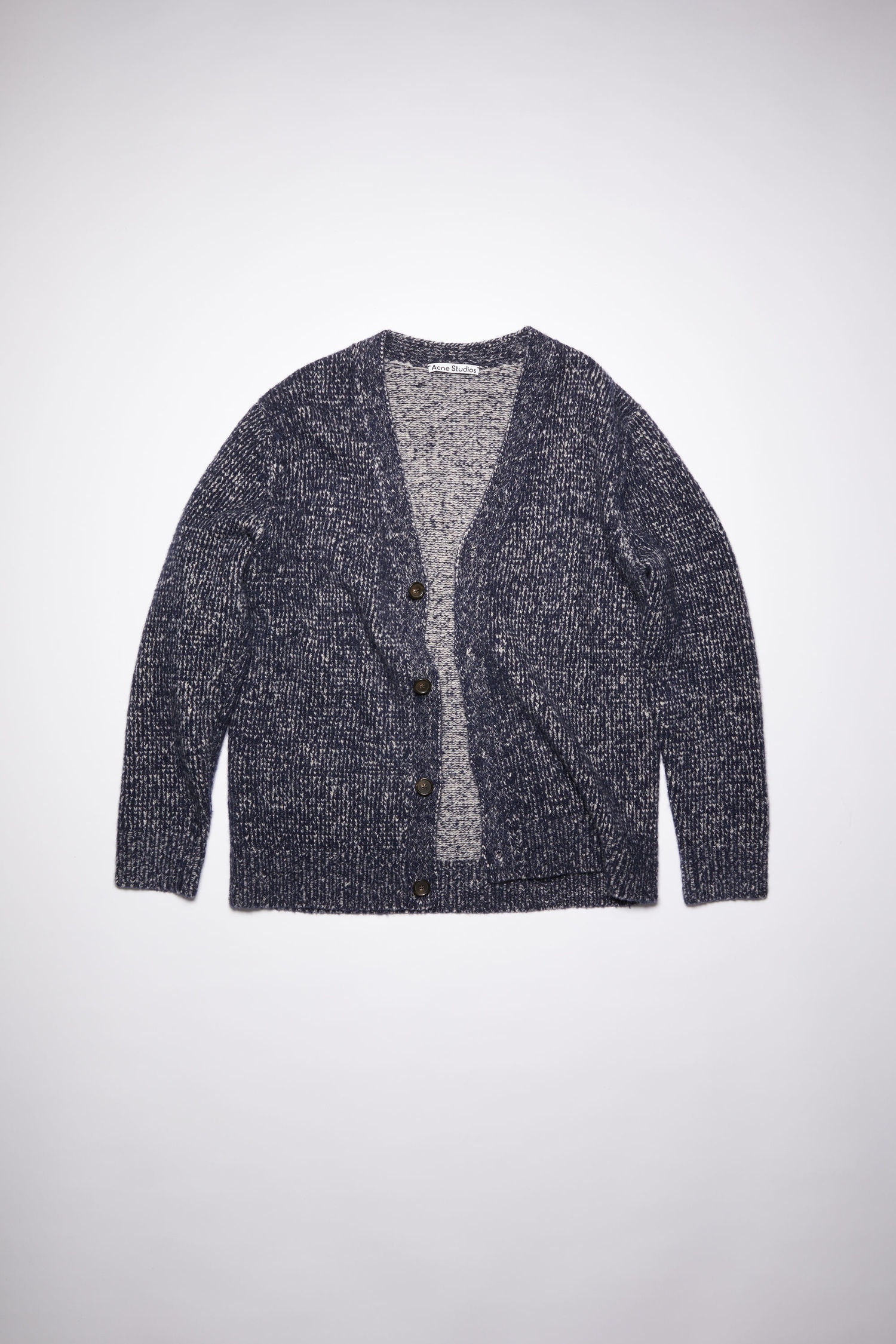 V-neck cardigan - Navy/Grey - 4