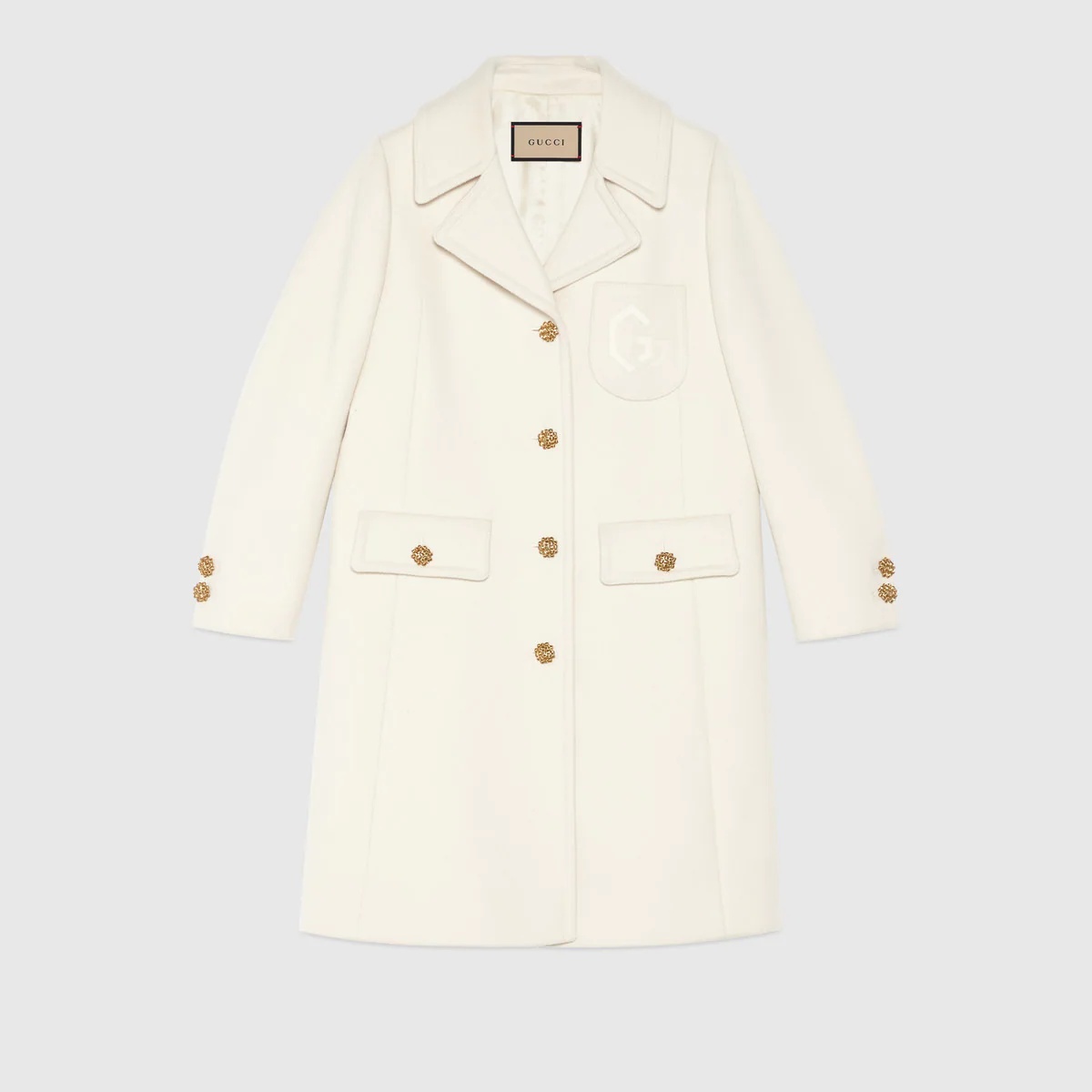 Double G embroidery wool coat - 1