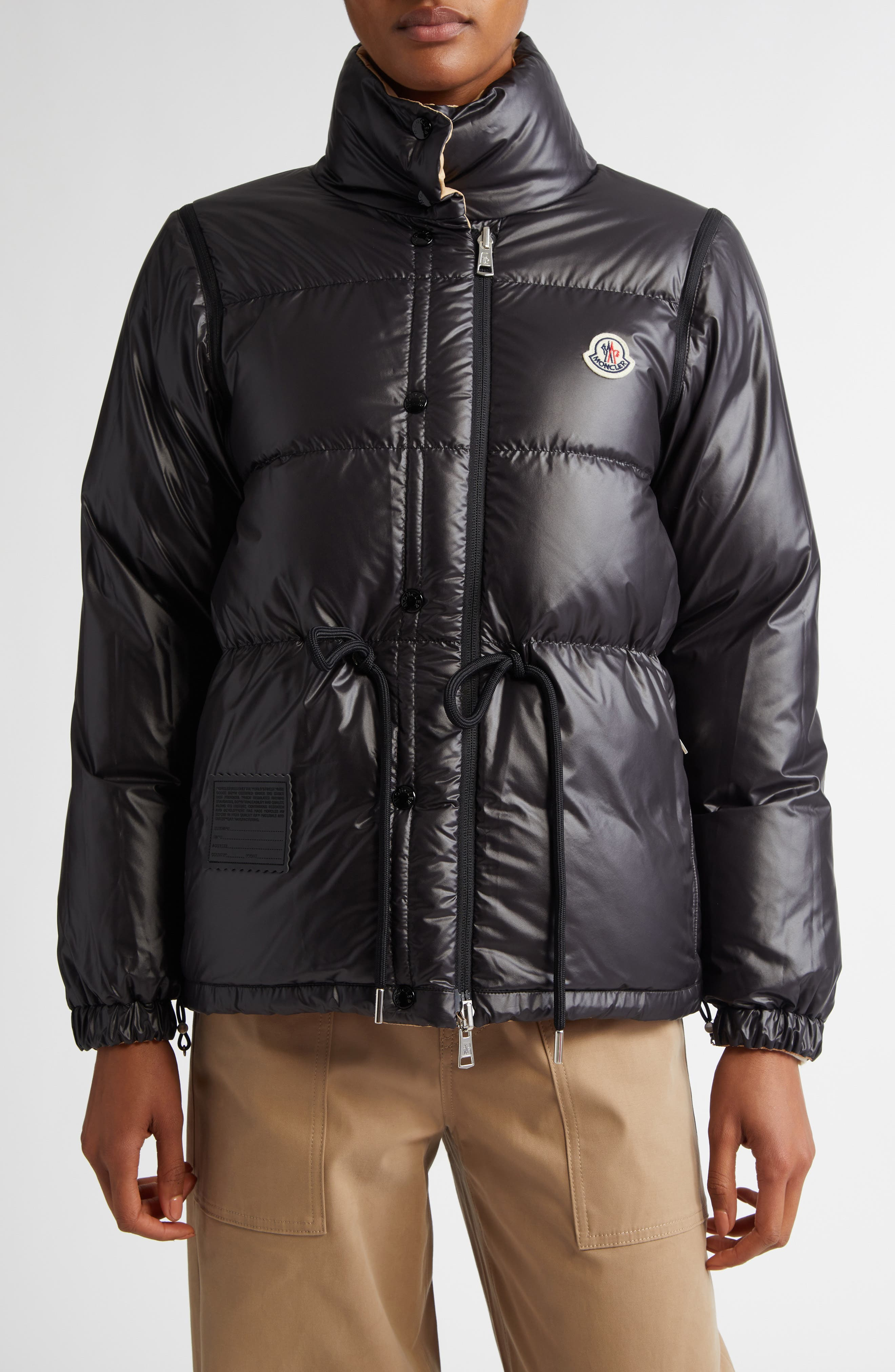 Moncler Verone Convertible Down Puffer Jacket in Khaki at Nordstrom - 2
