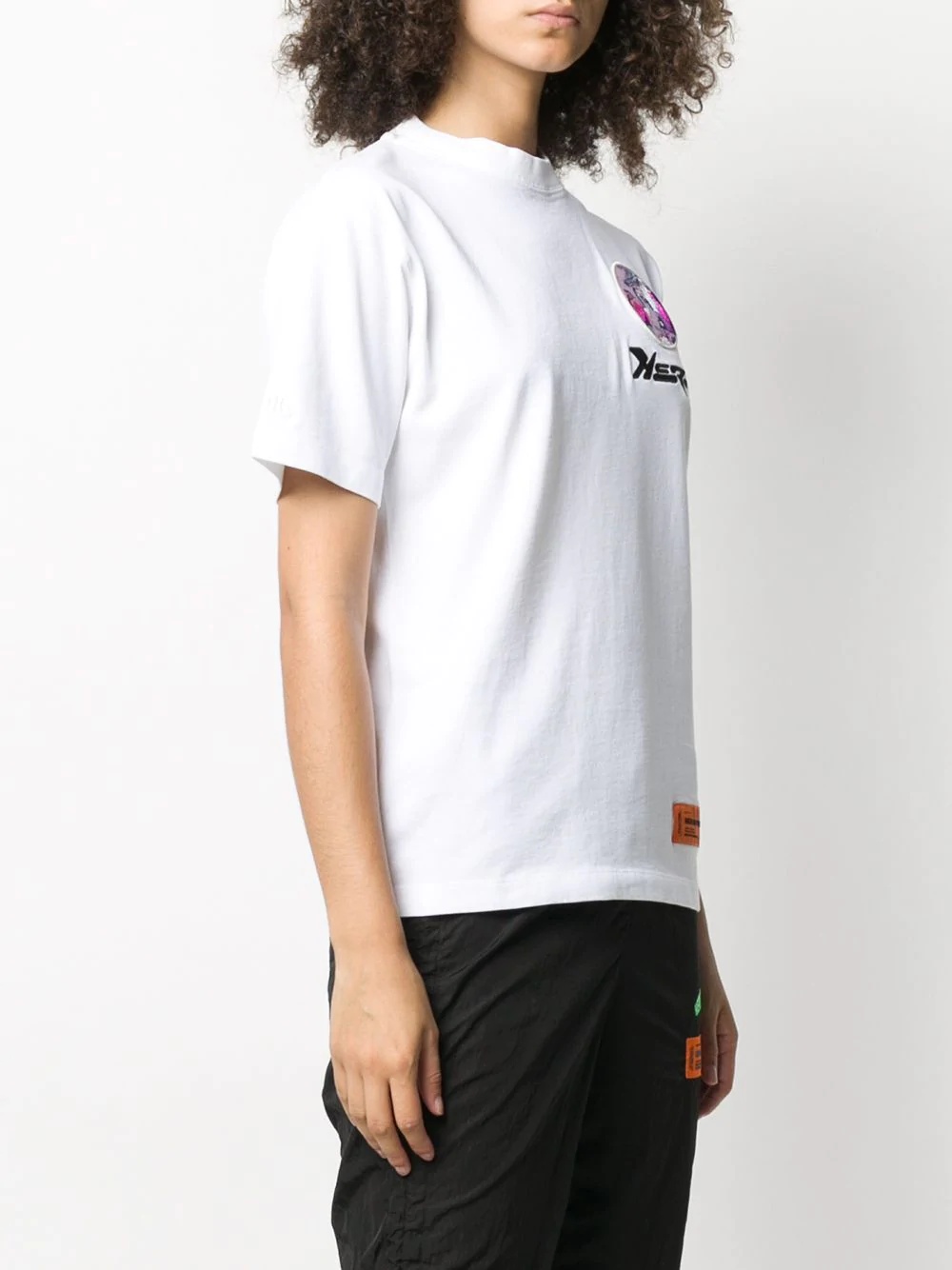 embroidered detail crew neck T-Shirt  - 3