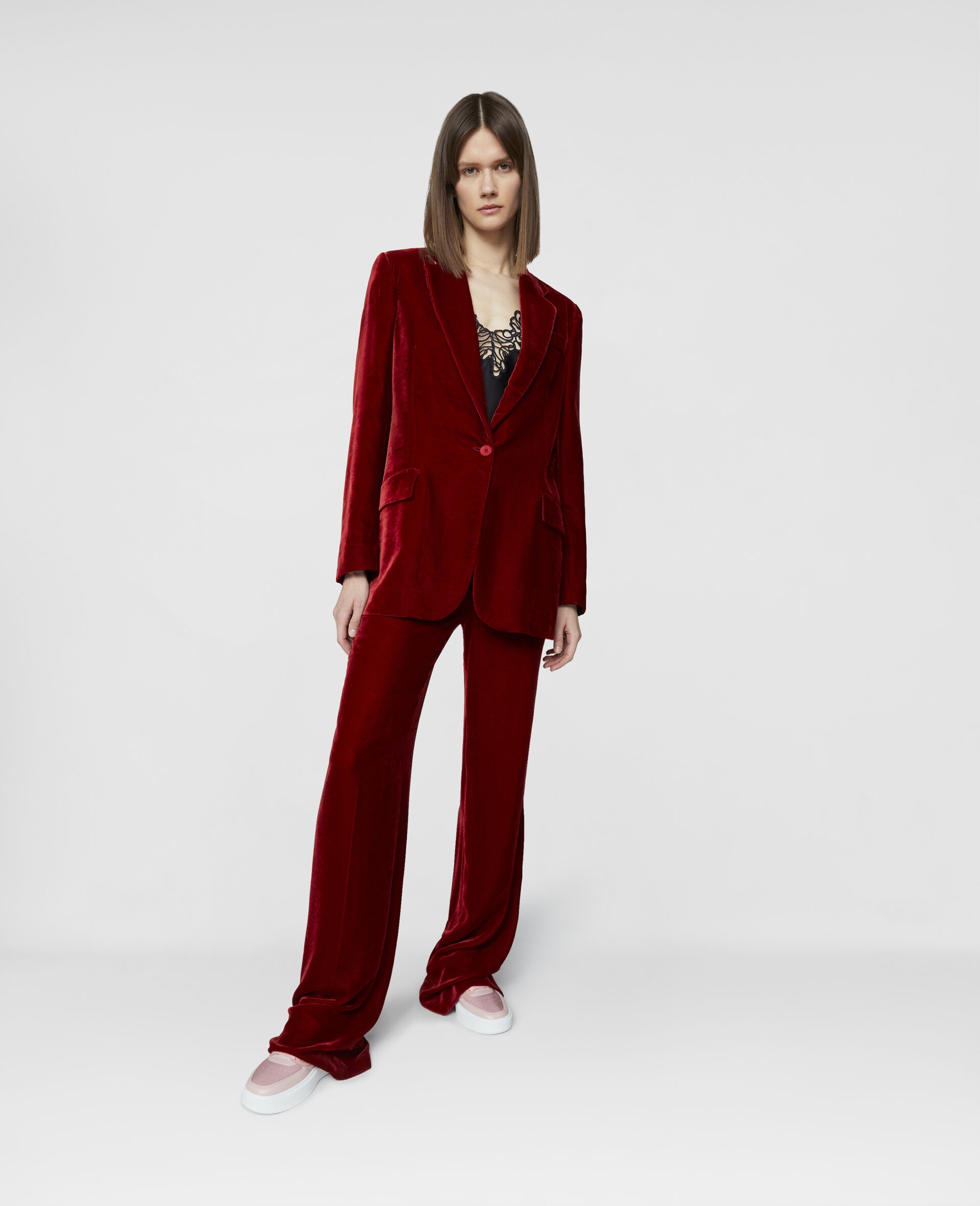 Velvet Single-Breasted Boyfriend Blazer - 2