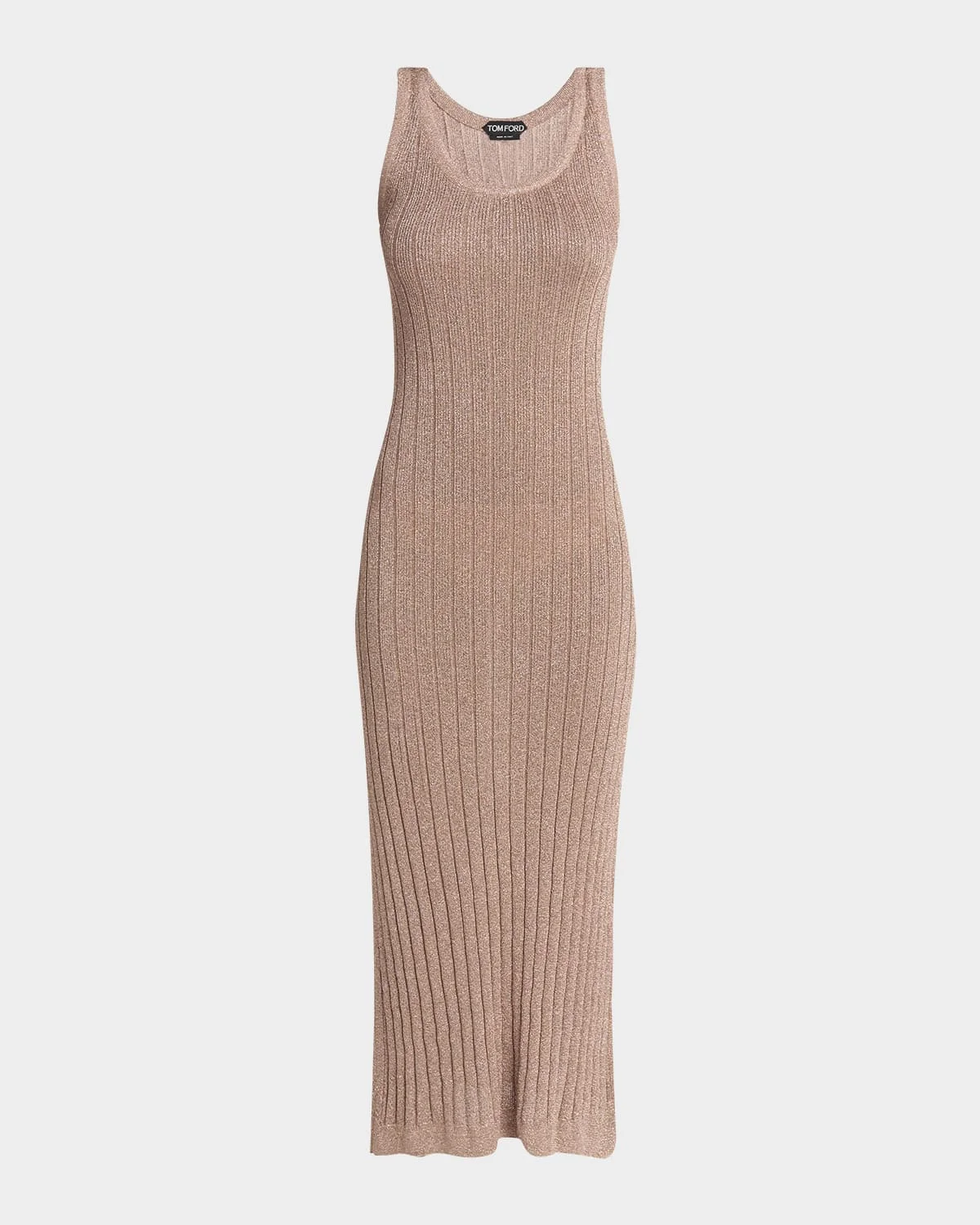 Metallic Rib Knit Sleeveless Midi Dress - 1