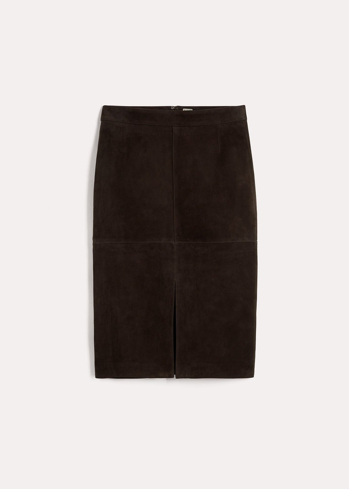 Paneled suede skirt chocolate - 1