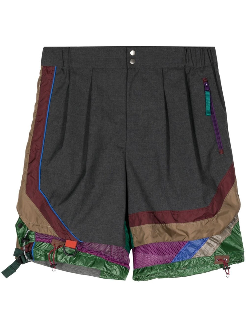 colour-block layered shorts 1