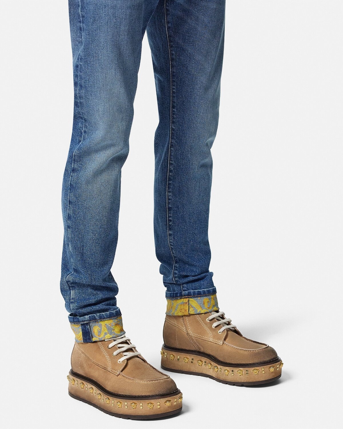 Studded Stack Suede Lace-Up Boots - 3