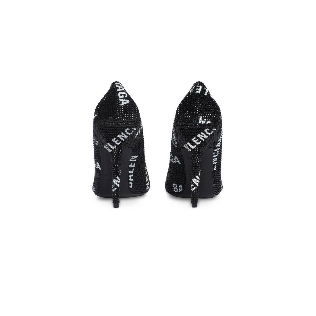 Women's Square Knife 110mm Pump With Allover Logo Rhinestones  in Black - 4