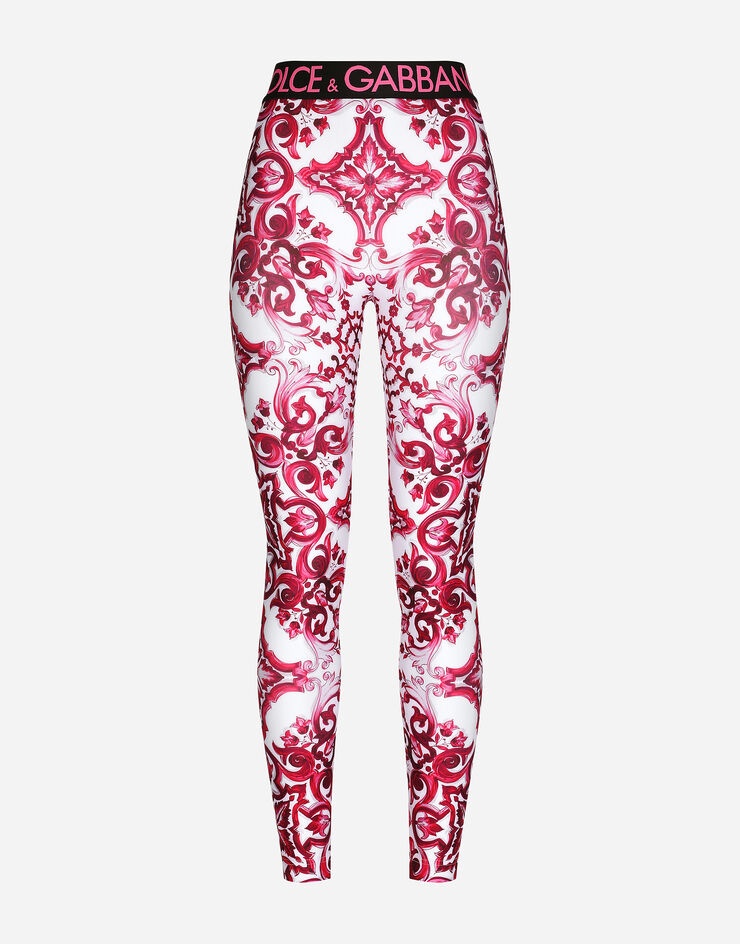 Majolica-print jersey leggings - 1