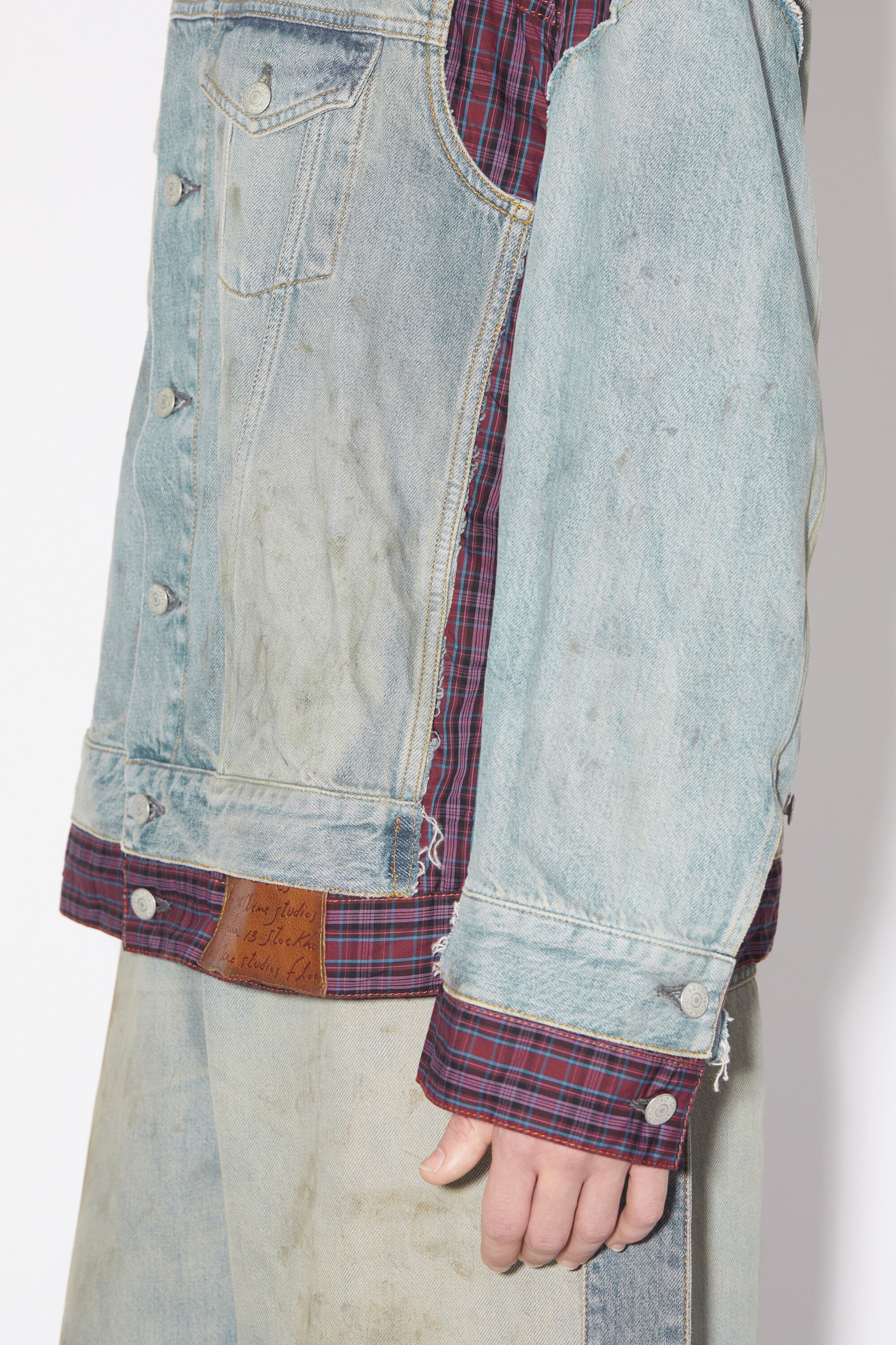 Denim check jacket - Mid Blue - 5
