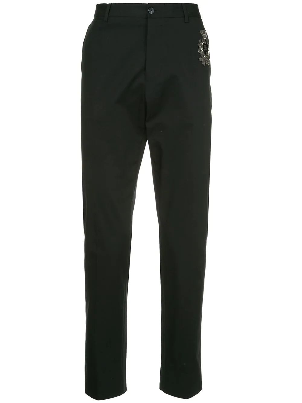 crest-embellished trousers - 1