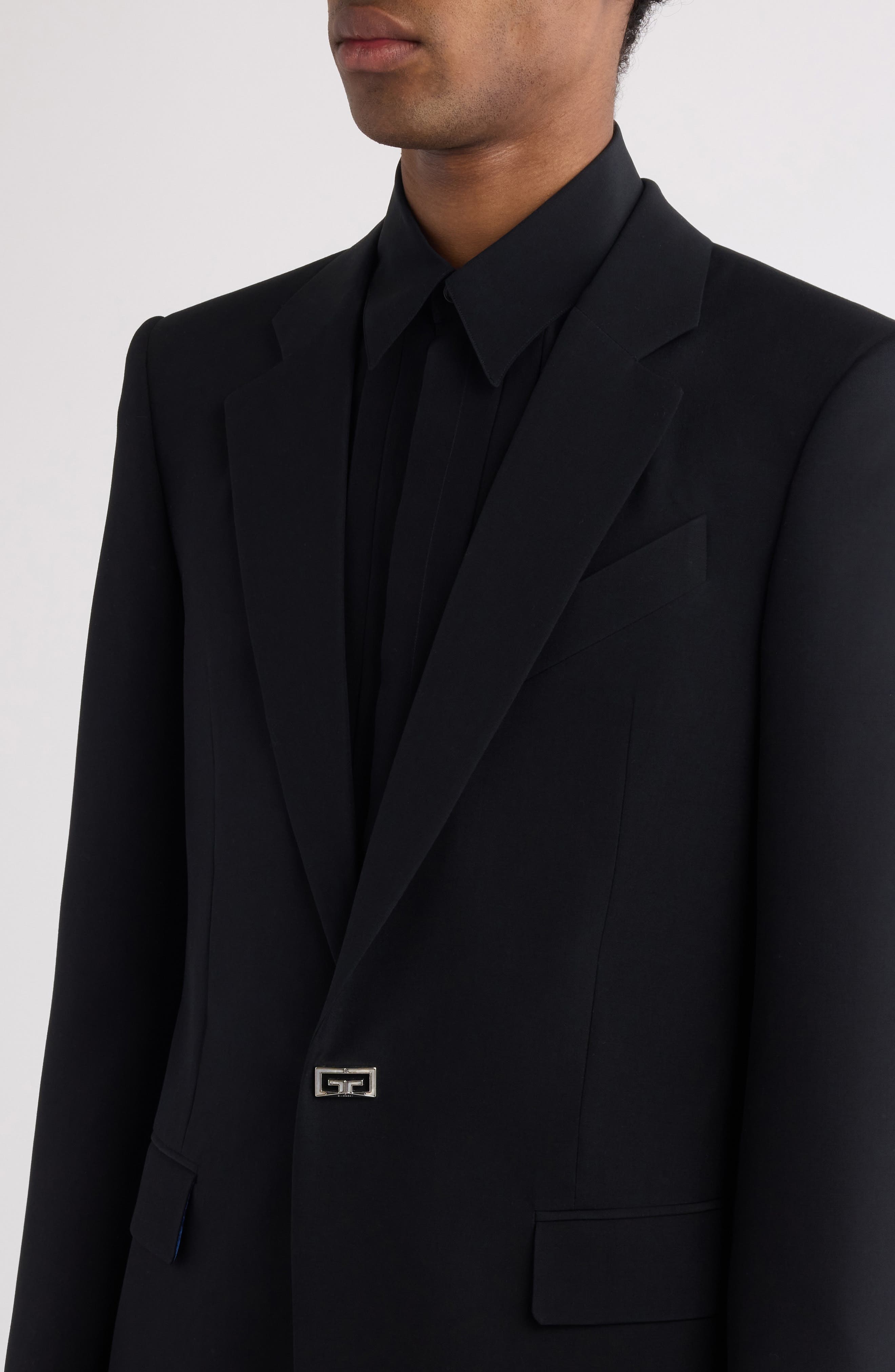 Givenchy New Metal Detail Wool Blazer in 001-Black at Nordstrom - 5