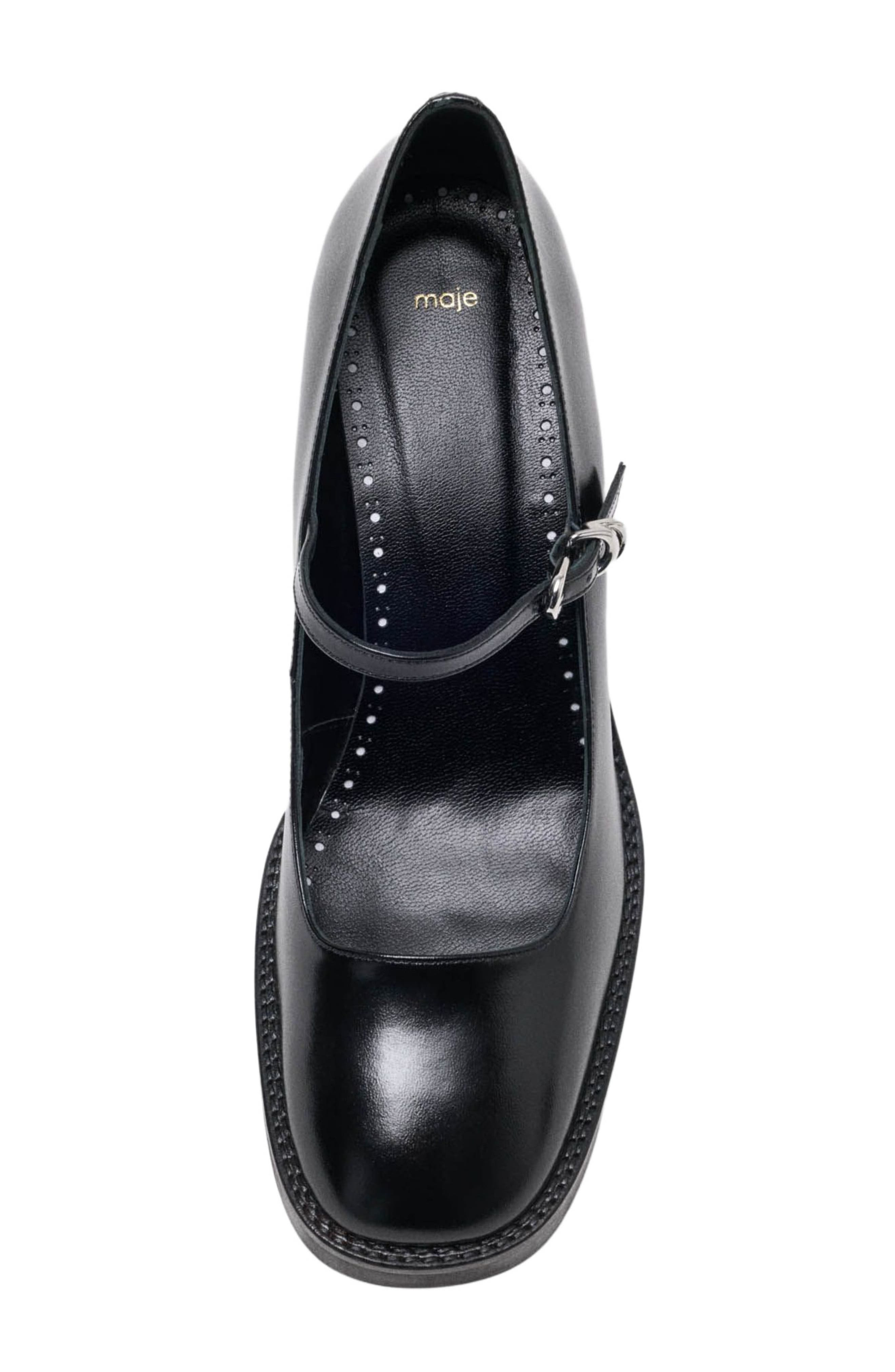 maje Leather Mary Janes in Black at Nordstrom - 5