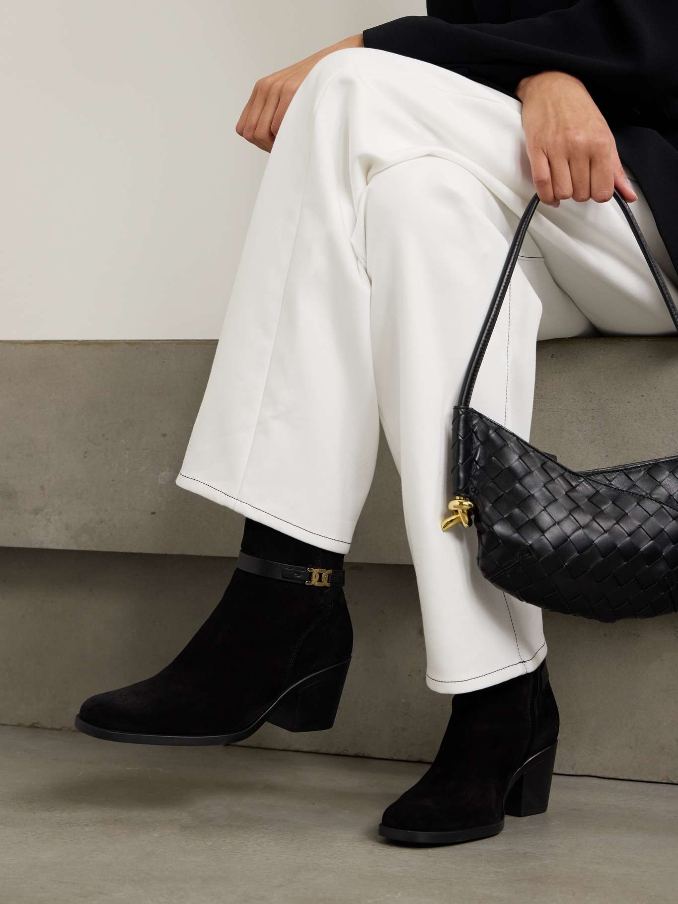 Embellished leather-trimmed suede ankle boots - 2