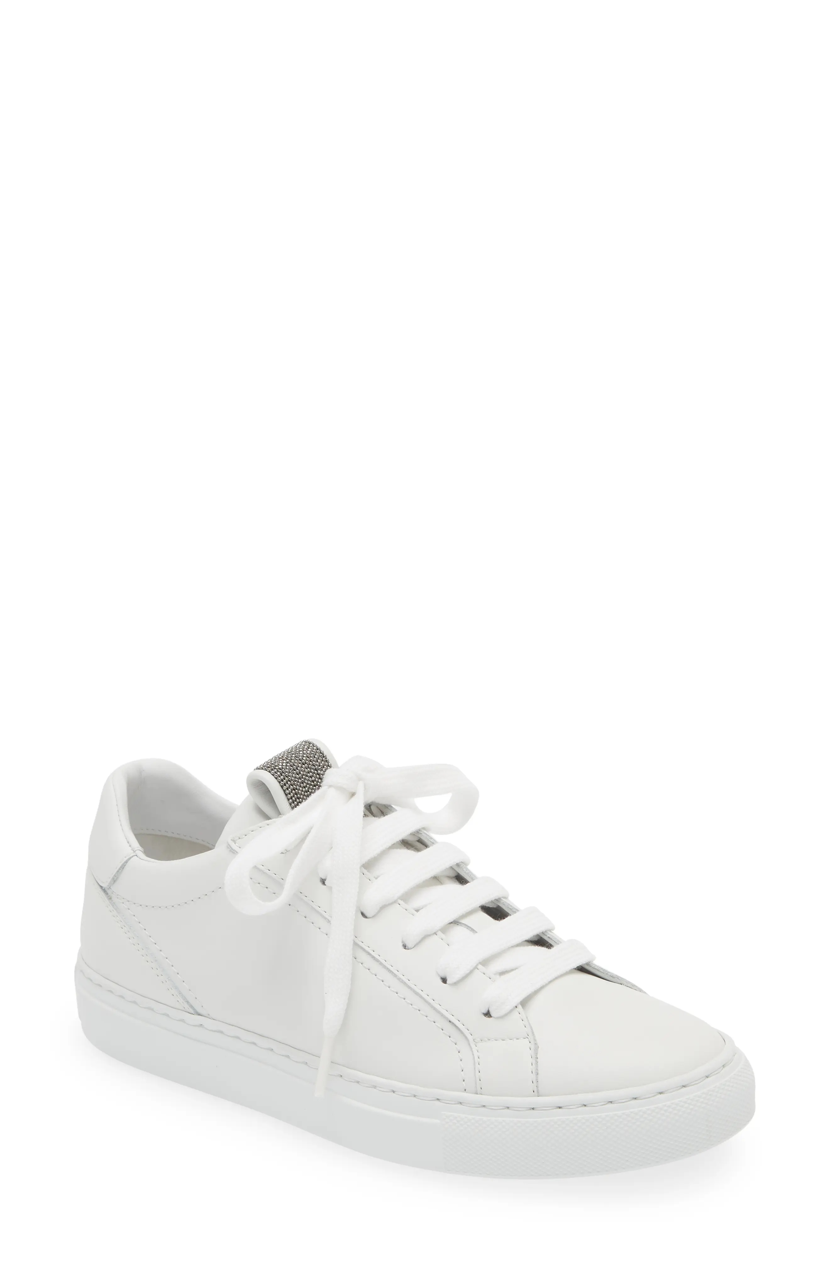【関税＆送料込み】Brunello Cucinelli 'MonileaTM Sneakers Brunello Cucinelli - White Leather Lace-Up Sneaker