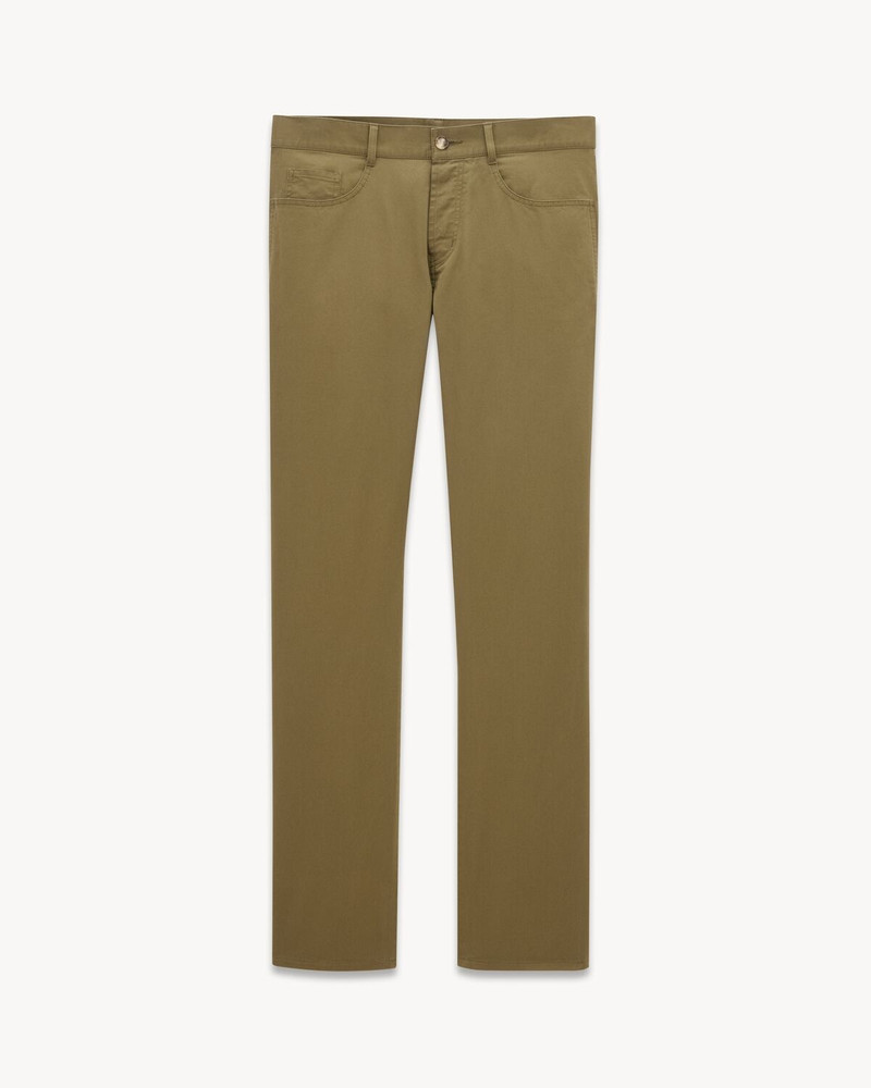 RELAXED SLIM PANTS IN KHAKI GREEN COTTON - 1