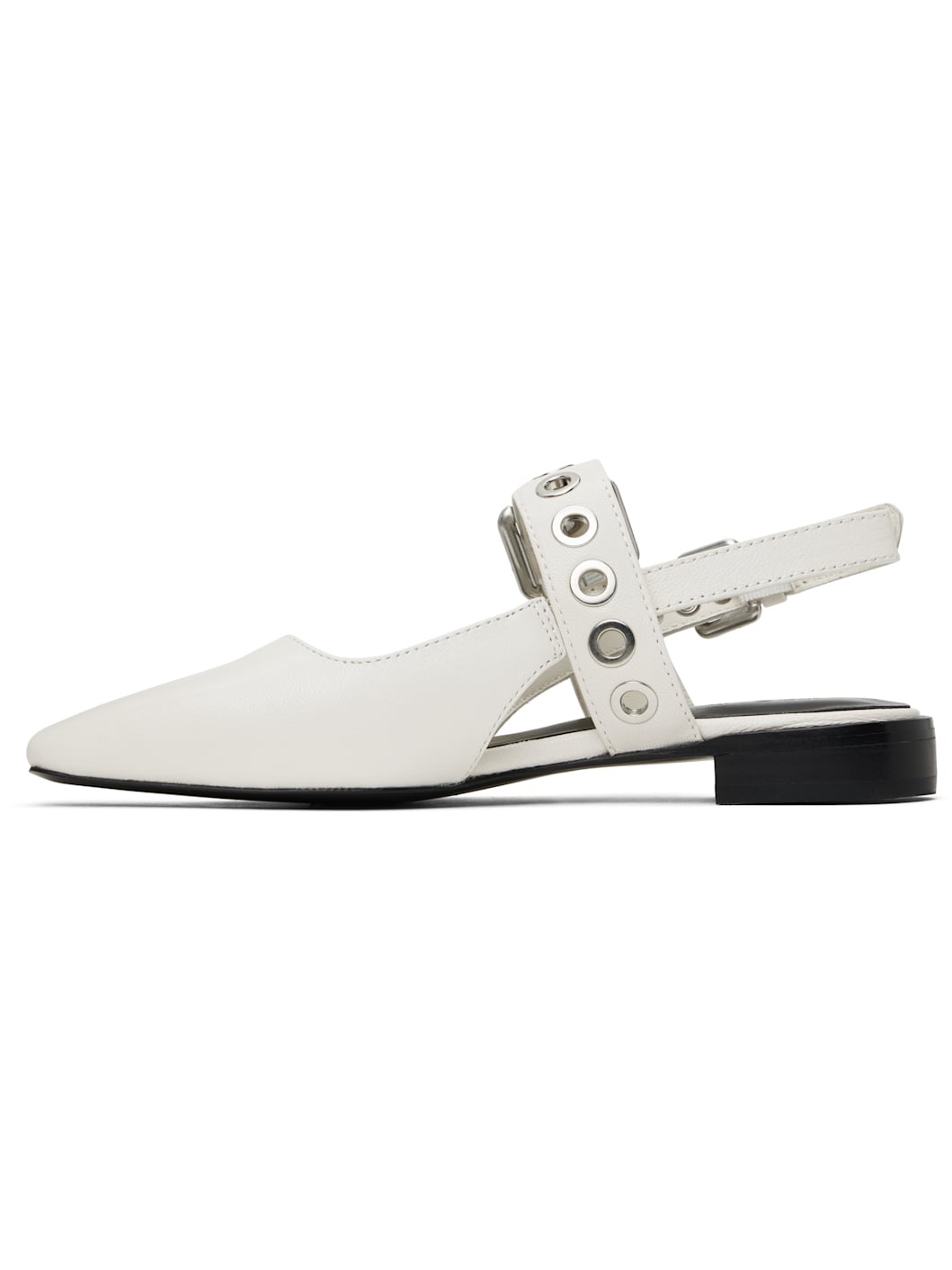 White Moto Astra Leather Slingback Slippers - 3