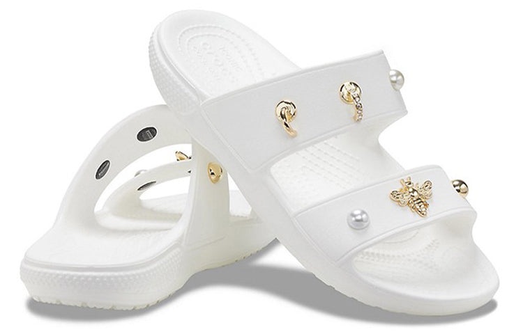 (WMNS) Crocs Soft Sole Cozy Outdoor Flat Heel Sports Slippers White 207387-103 - 5