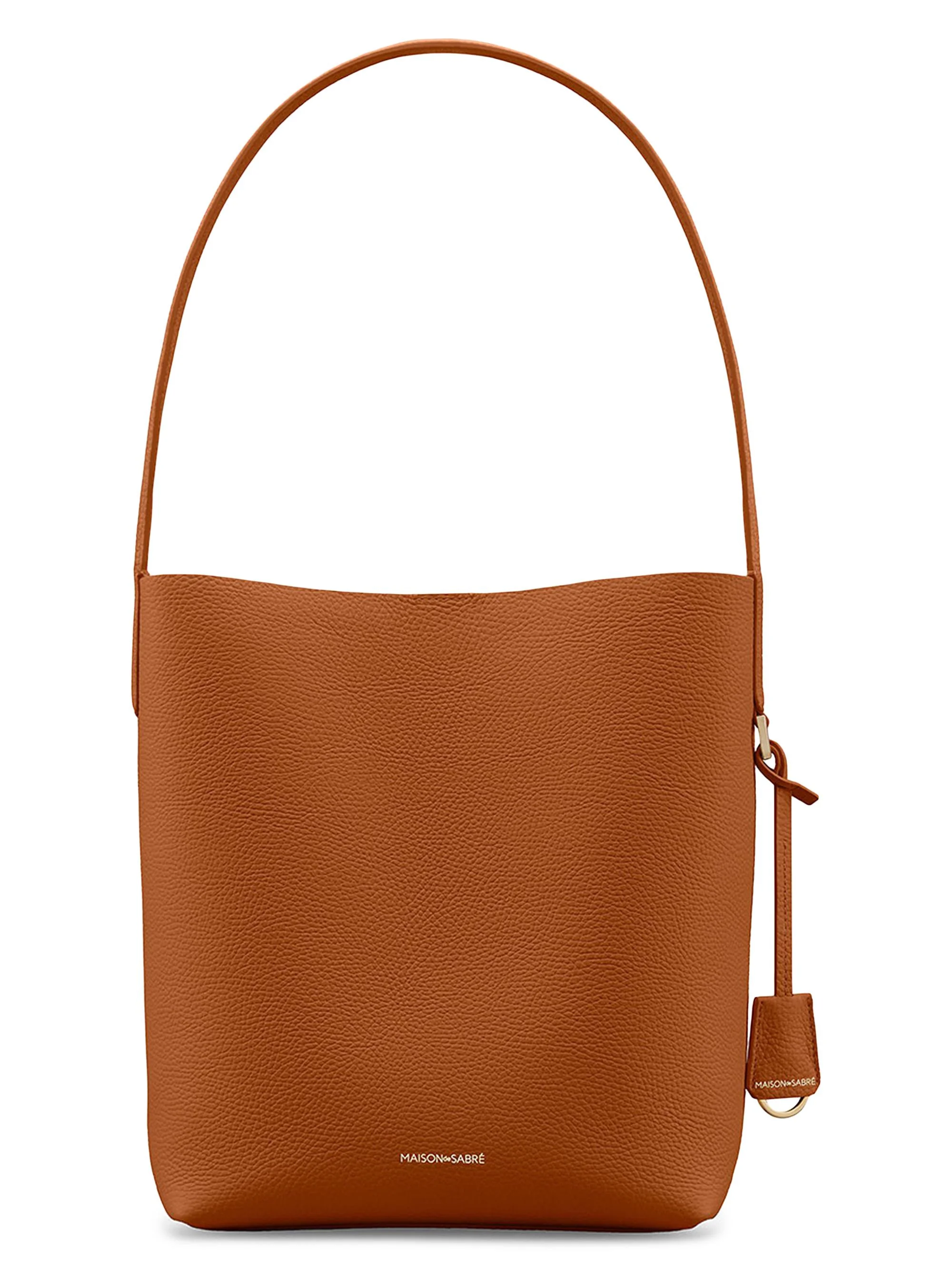 Women's Leather Bucket Soft Tote Bag - Pecan Brown - 1