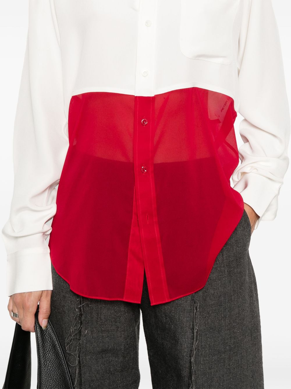 colour-block silk shirt - 5