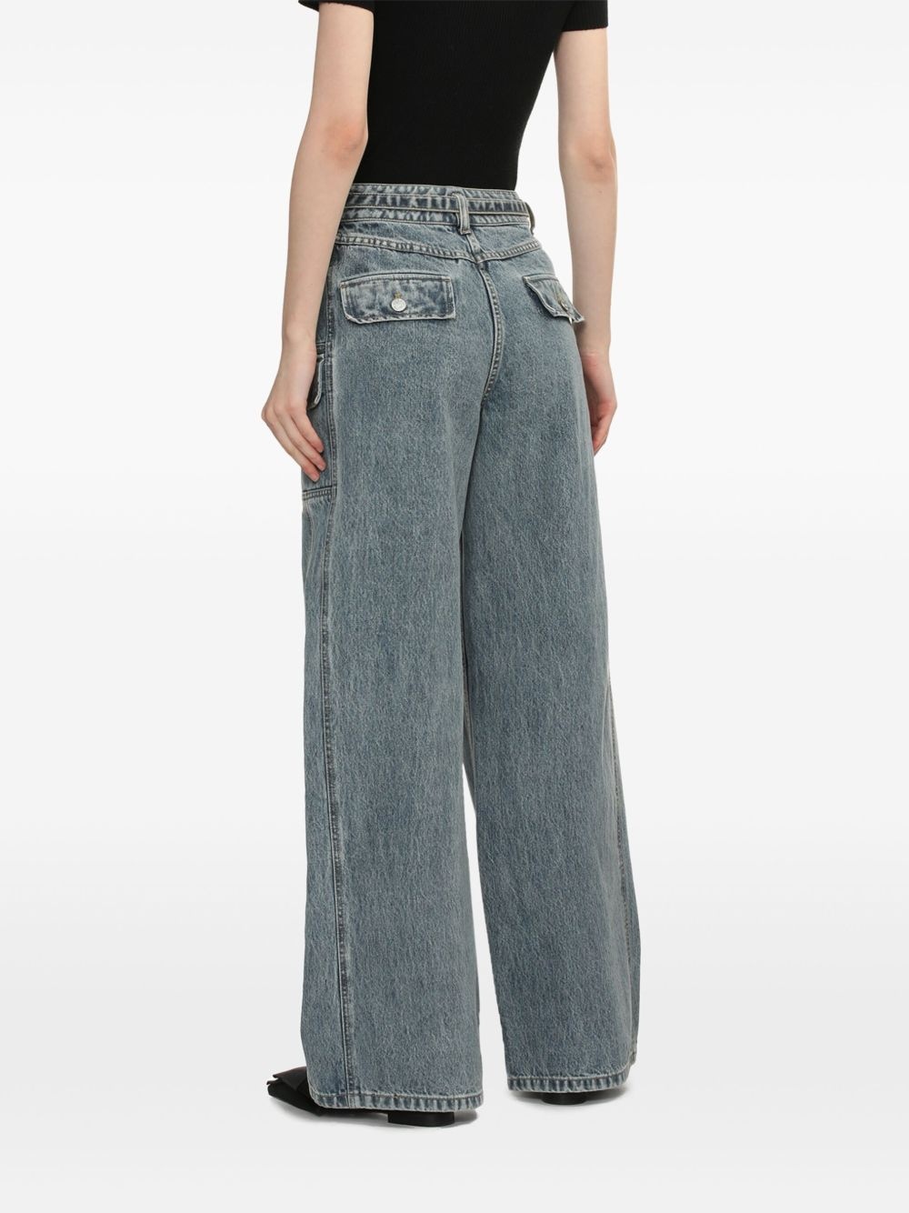 belted wide-leg jeans - 4