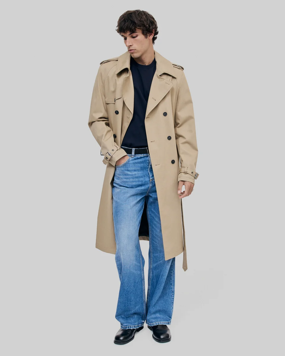 BEIGE WIDE-CUT TRENCH COAT - 1