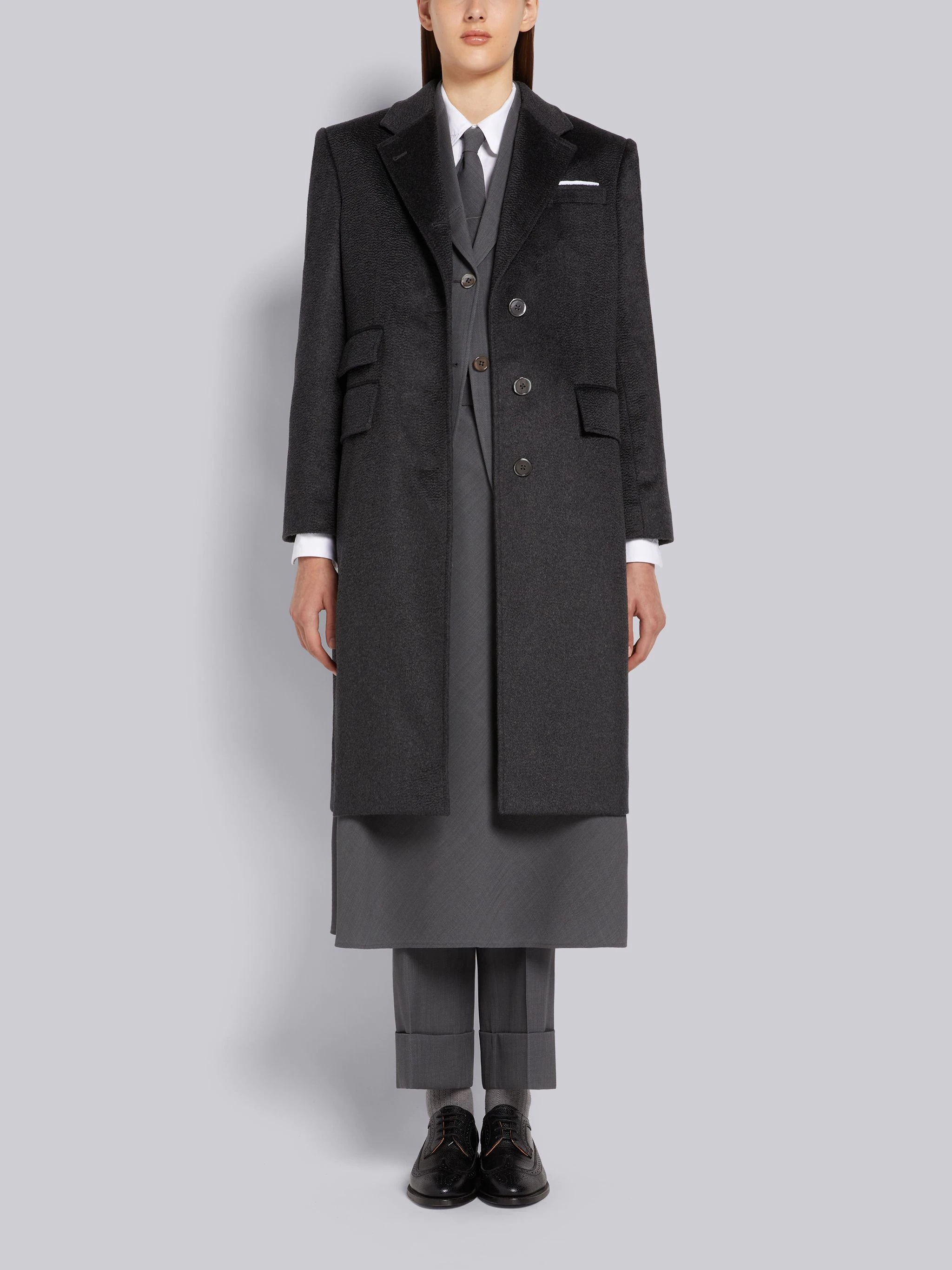 Medium Grey Wool Pique Suiting Single Vent Jacket - 4
