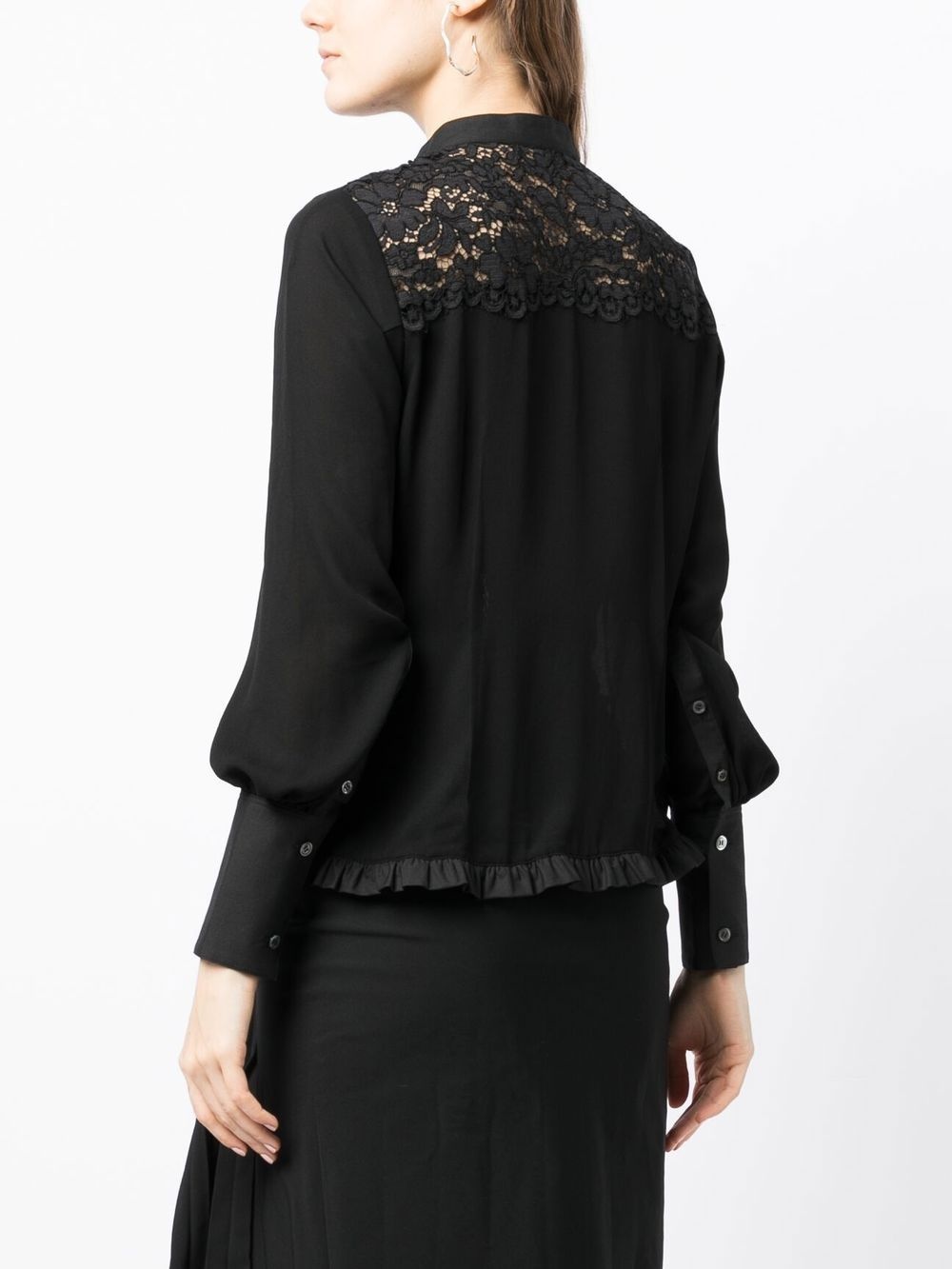 lace-trim long-sleeve blouse - 4