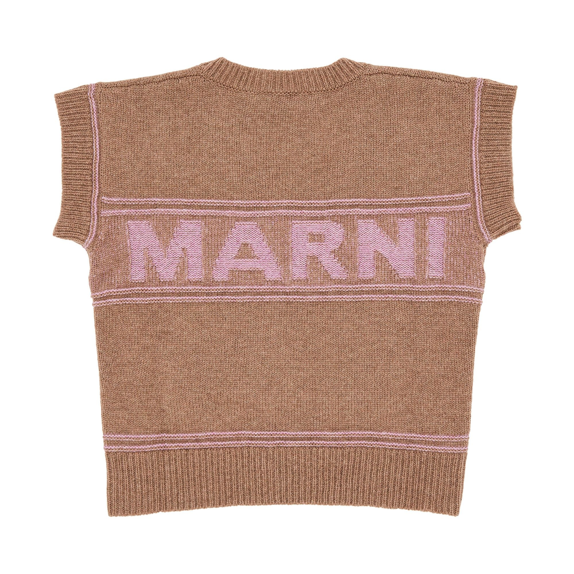 Marni Logo Virgin Wool V Neck Sweater 'Earth Of Siena' - 2