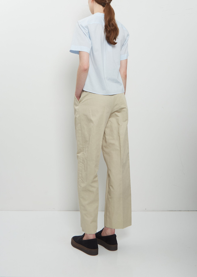 MARGARET HOWELL Short Sleeve Collarless Cotton Shirt outlook