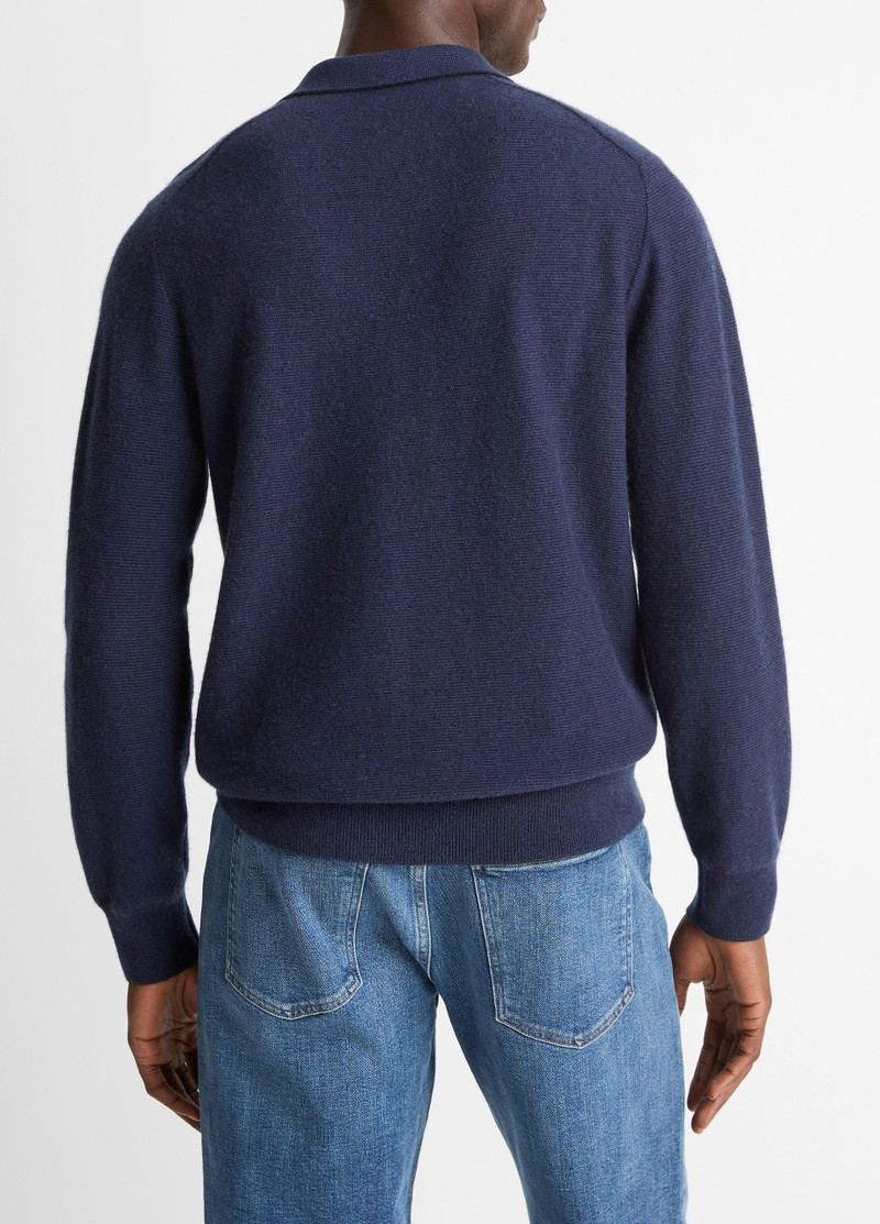 Vince Feed Stripe Plush Cashmere Johnny-Collar Sweater outlook