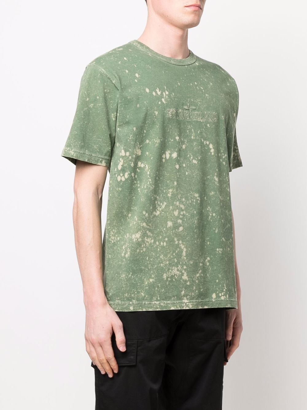 logo-embroidered bleached T-shirt - 3