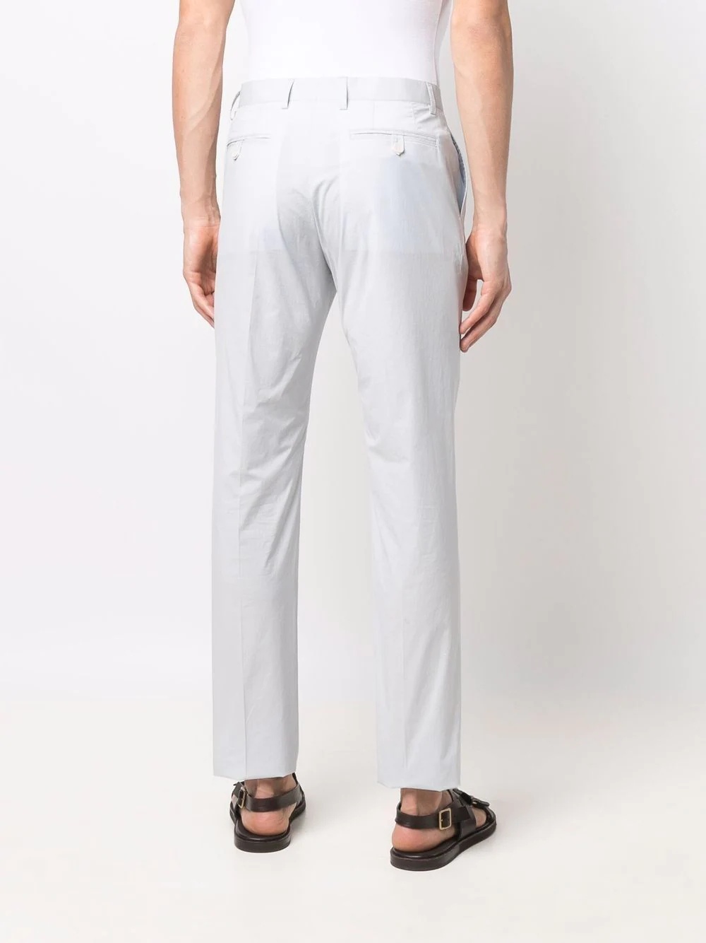 pressed-crease cotton tailored trousers - 4