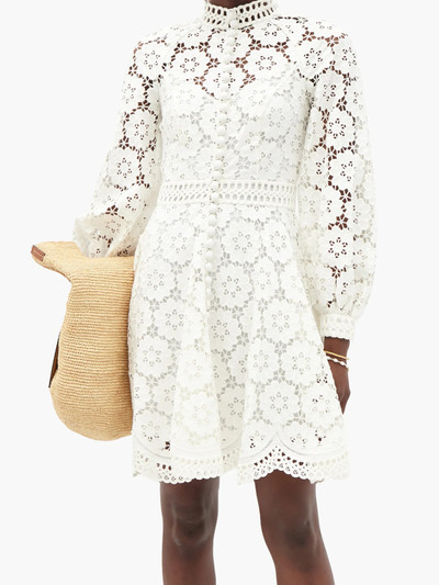 Zimmermann Bells linen-blend guipure-lace mini dress outlook