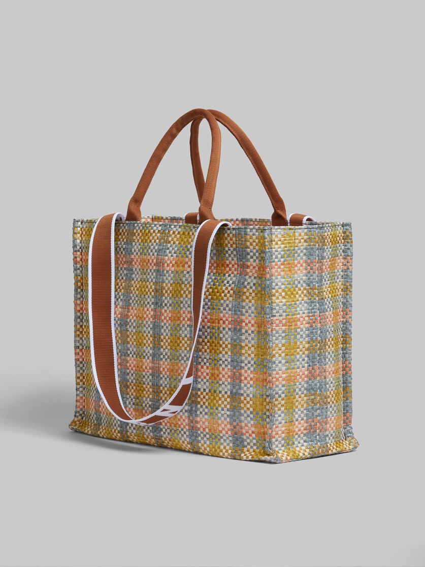 YELLOW CHECKED SMALL BASKET BAG - 3