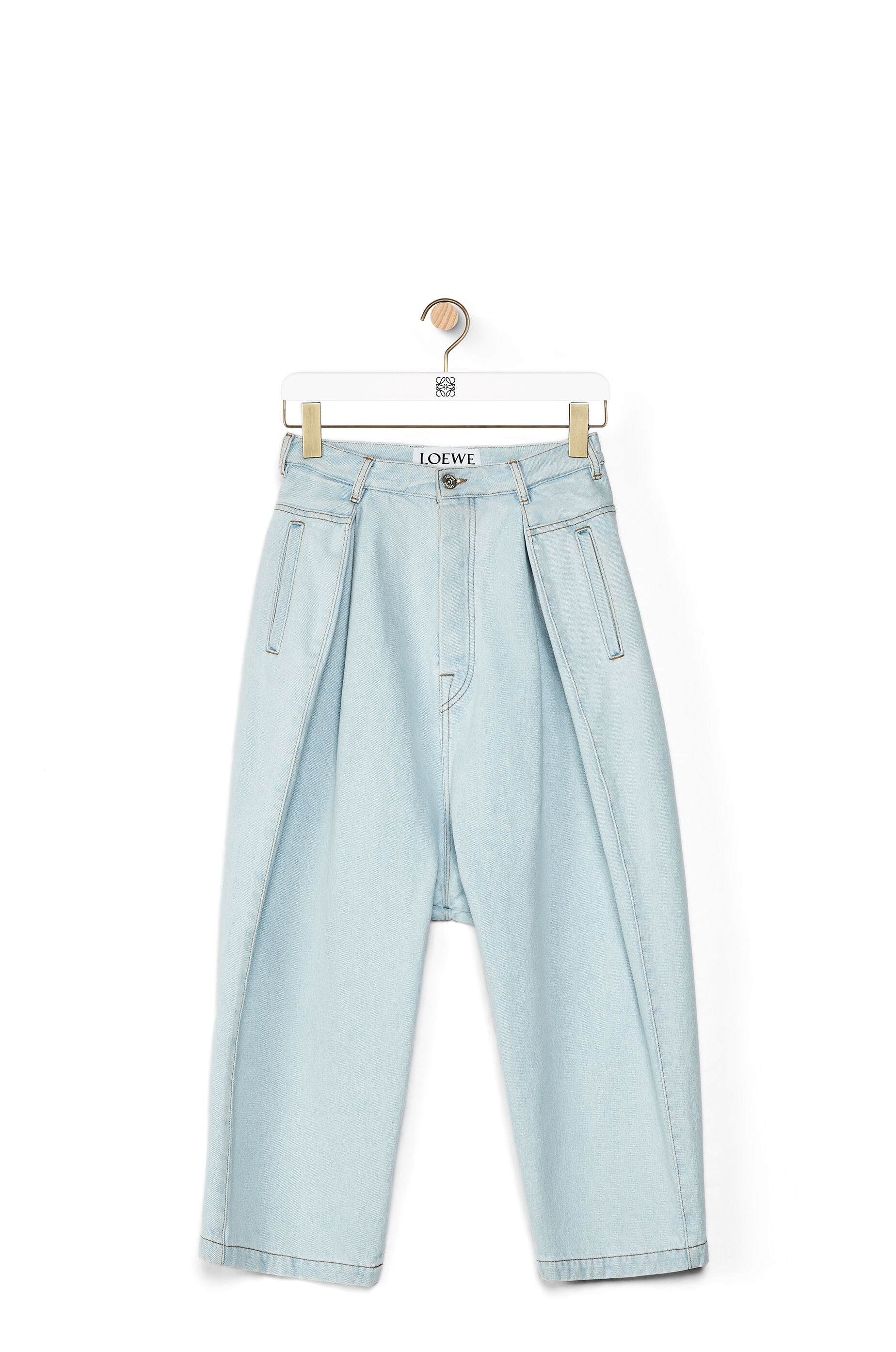 High waisted cropped oversize jeans in denim - 1