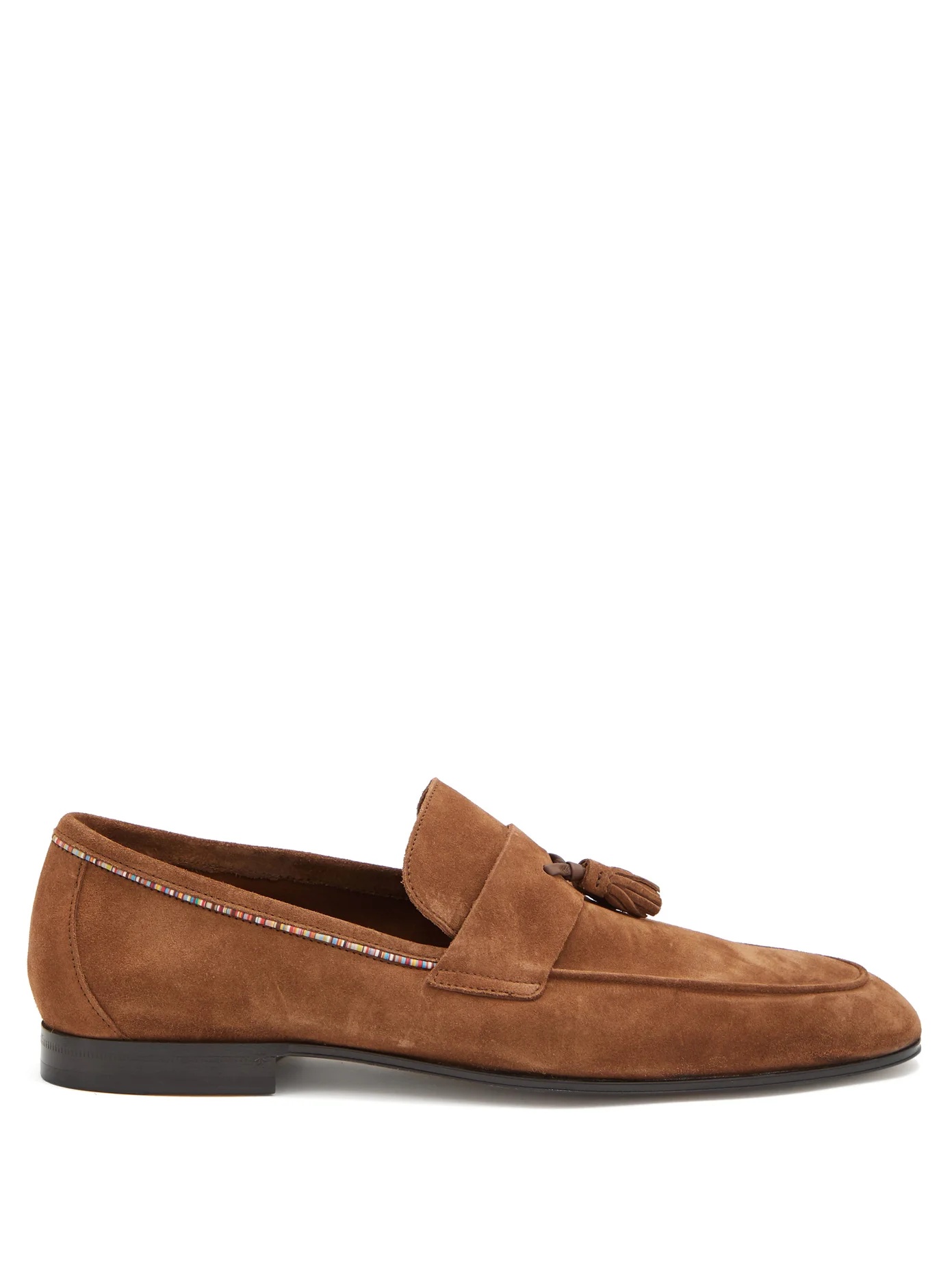 Hilton Signature-stripe tasselled suede loafers - 1