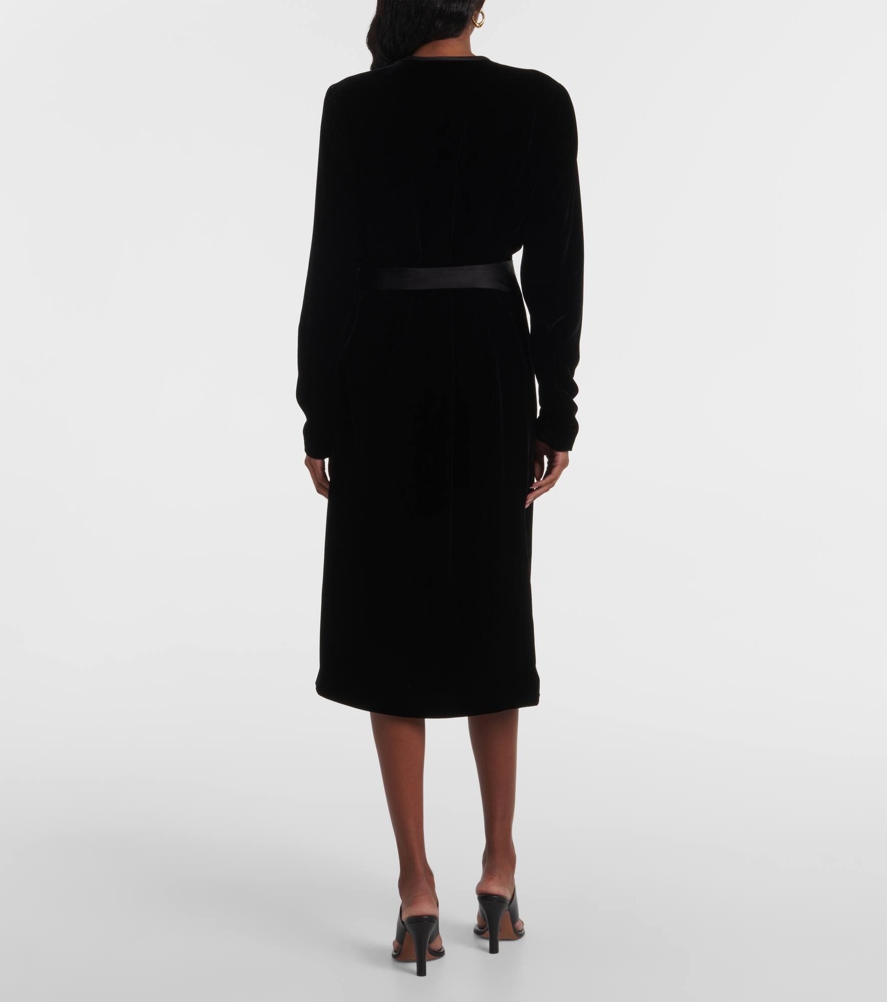 Susan satin-trimmed velvet wrap dress - 3