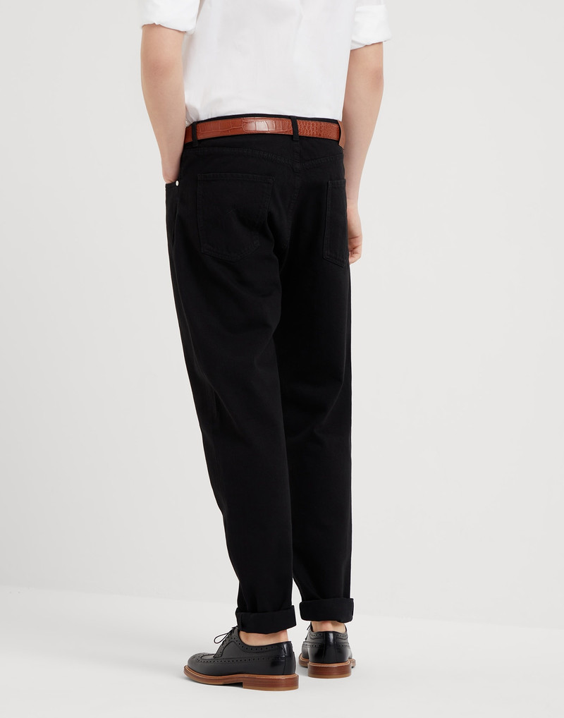 Brunello Cucinelli Garment-dyed iconic fit five-pocket trousers in slubbed denim outlook