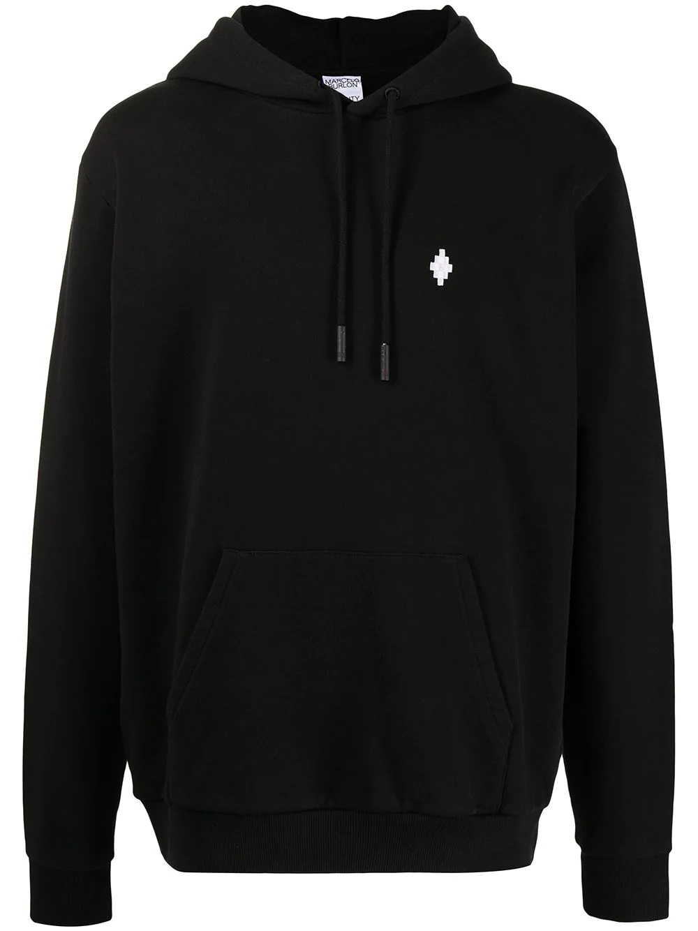 logo-print cotton drawstring hoodie - 1