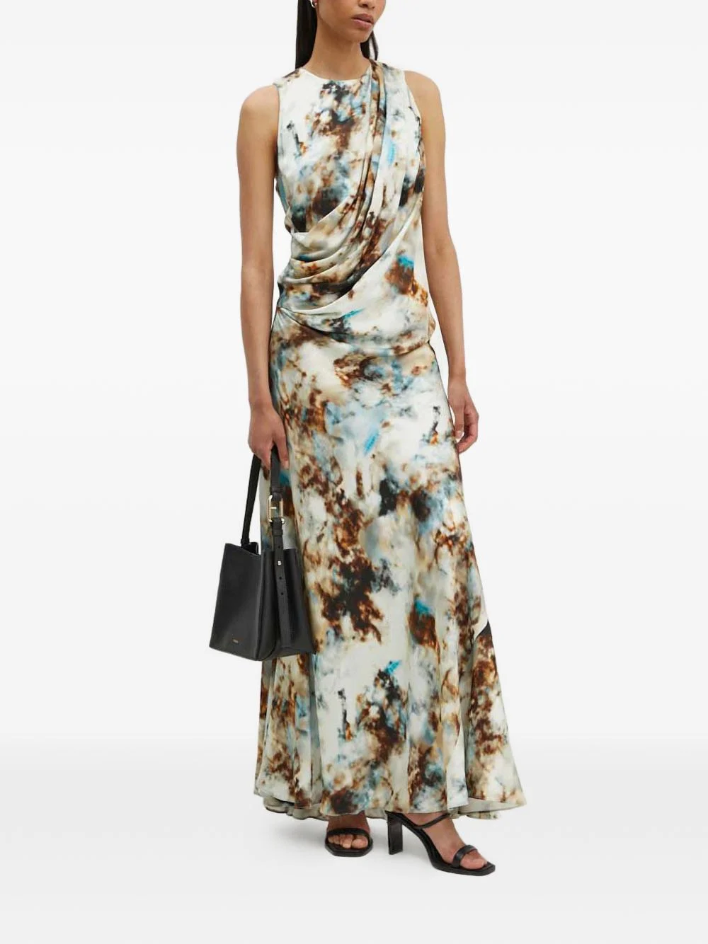 draped-detail sleeveless maxi dress - 1